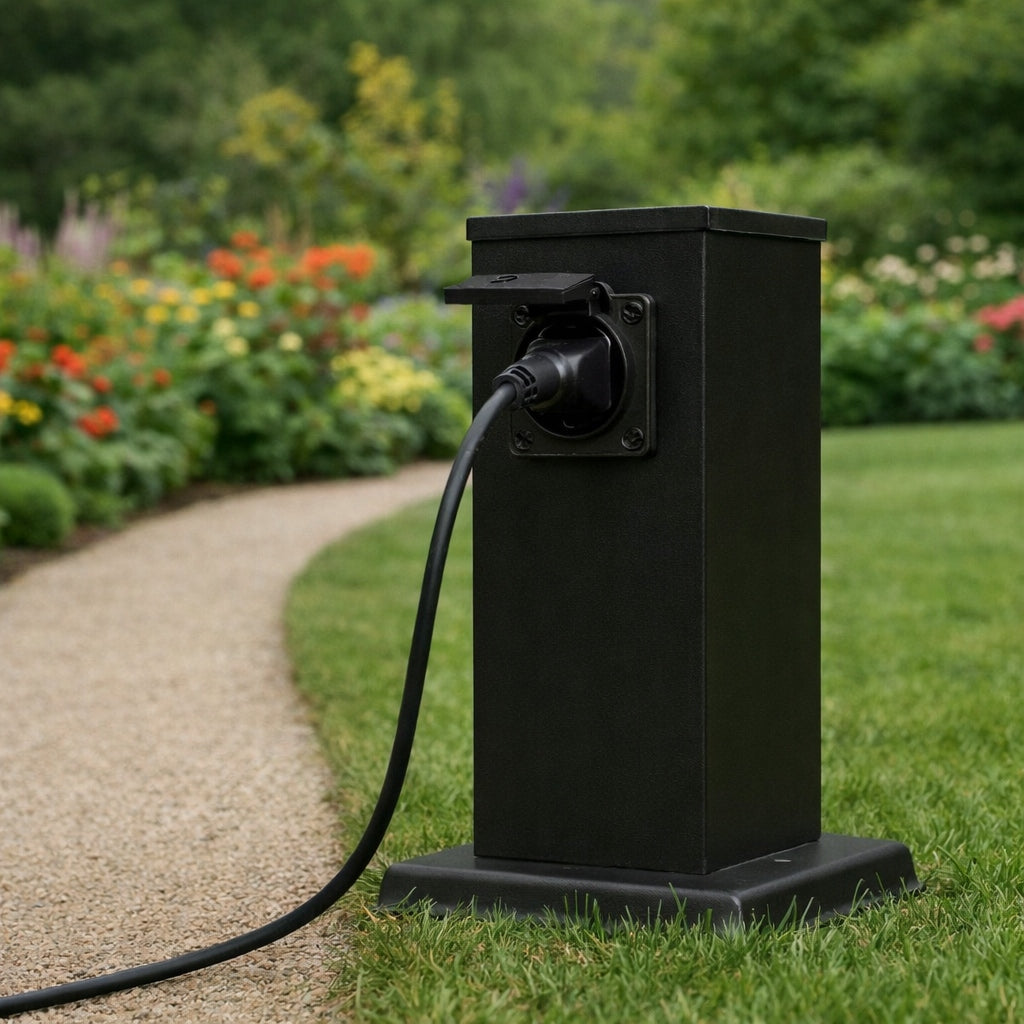 Electric garden post 2x hermetic socket 230V SuperLED Power supply mains