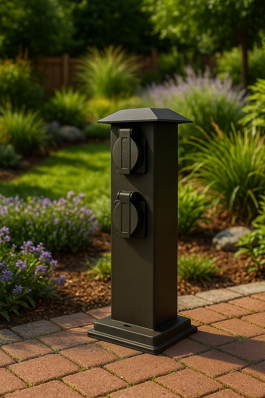 Electric garden post 4x hermetic socket 230V Thread type E27