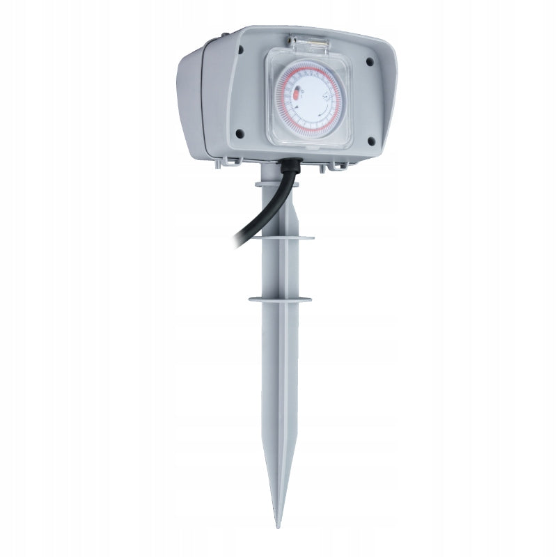 Electric garden post with programmer 2x hermetic sockets IP44 DPM Packaging status original