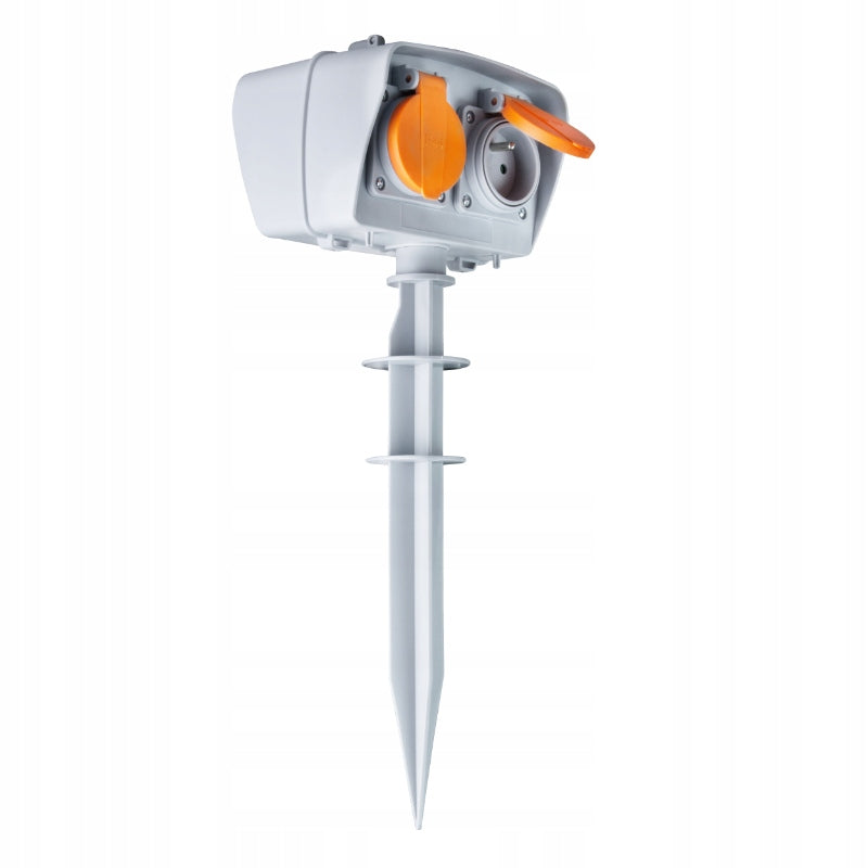 Electric garden post with programmer 2x hermetic sockets IP44 DPM