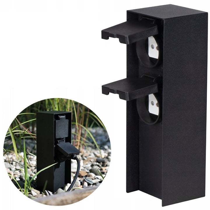 Electric garden post with two sockets 2x 230V hermetic power supply