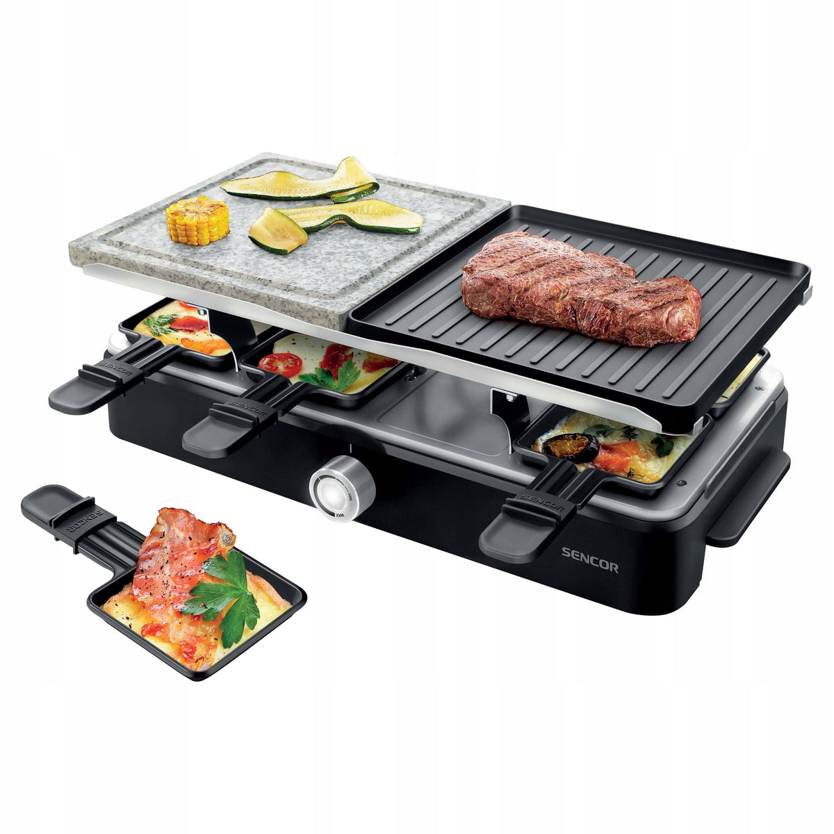 Electric grill 2in1 Sencor 0260BK 1400W Raclette 8 small pans 21x21cm