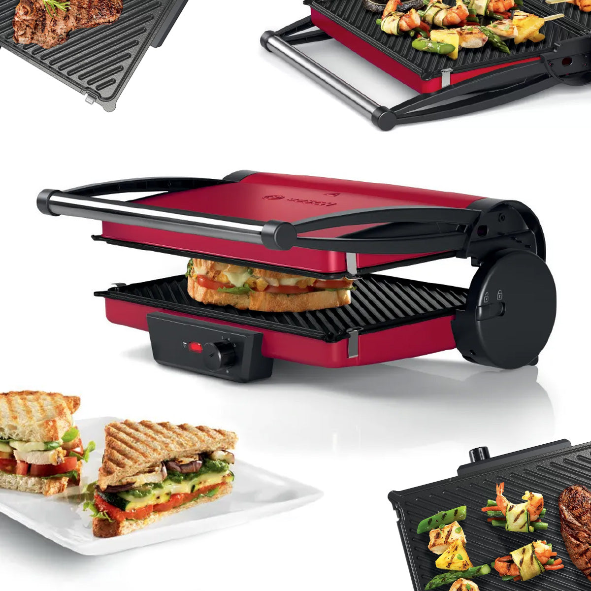 Electric grill Bosch TCG4104 2000W 3 grill positions Removable plates