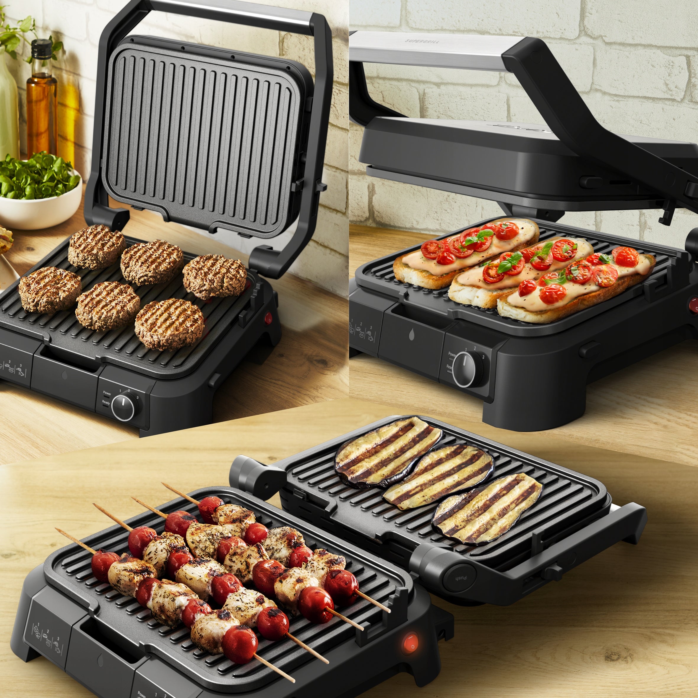 Electric grill TEFAL SuperGrill 3in1 GC510DE0 panini toaster oven 2000W Power 2000 W