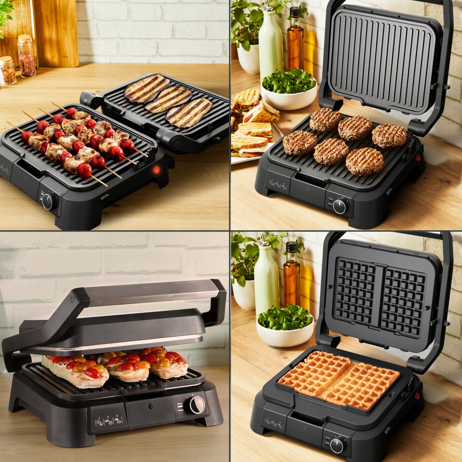 Electric grill TEFAL SuperGrill GC517DE0 4in1 panini waffle toaster 2000W Brand Tefal
