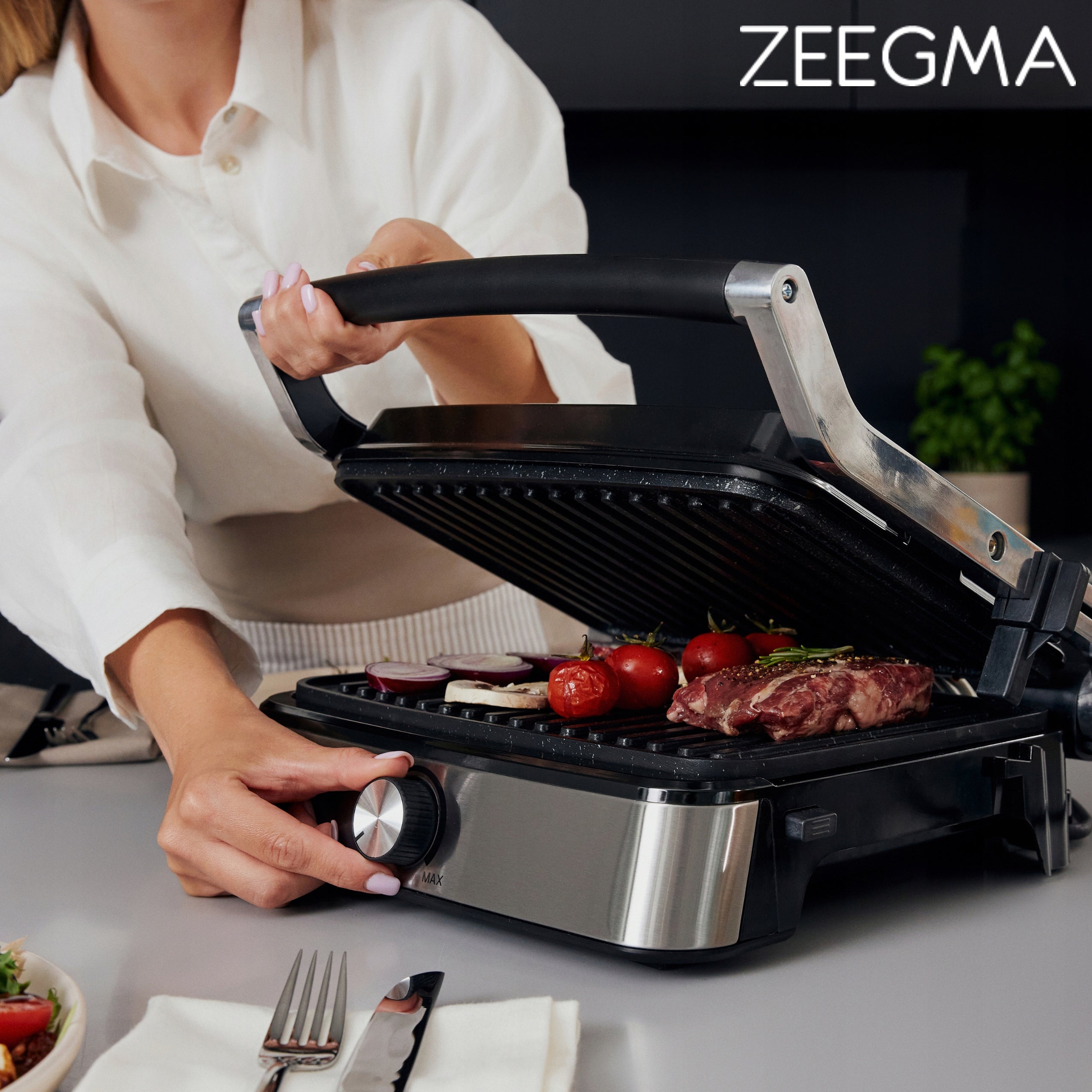 Electric grill Zeegma Chef Easy 2000W temperature control ceramic plates Brand Zeegma