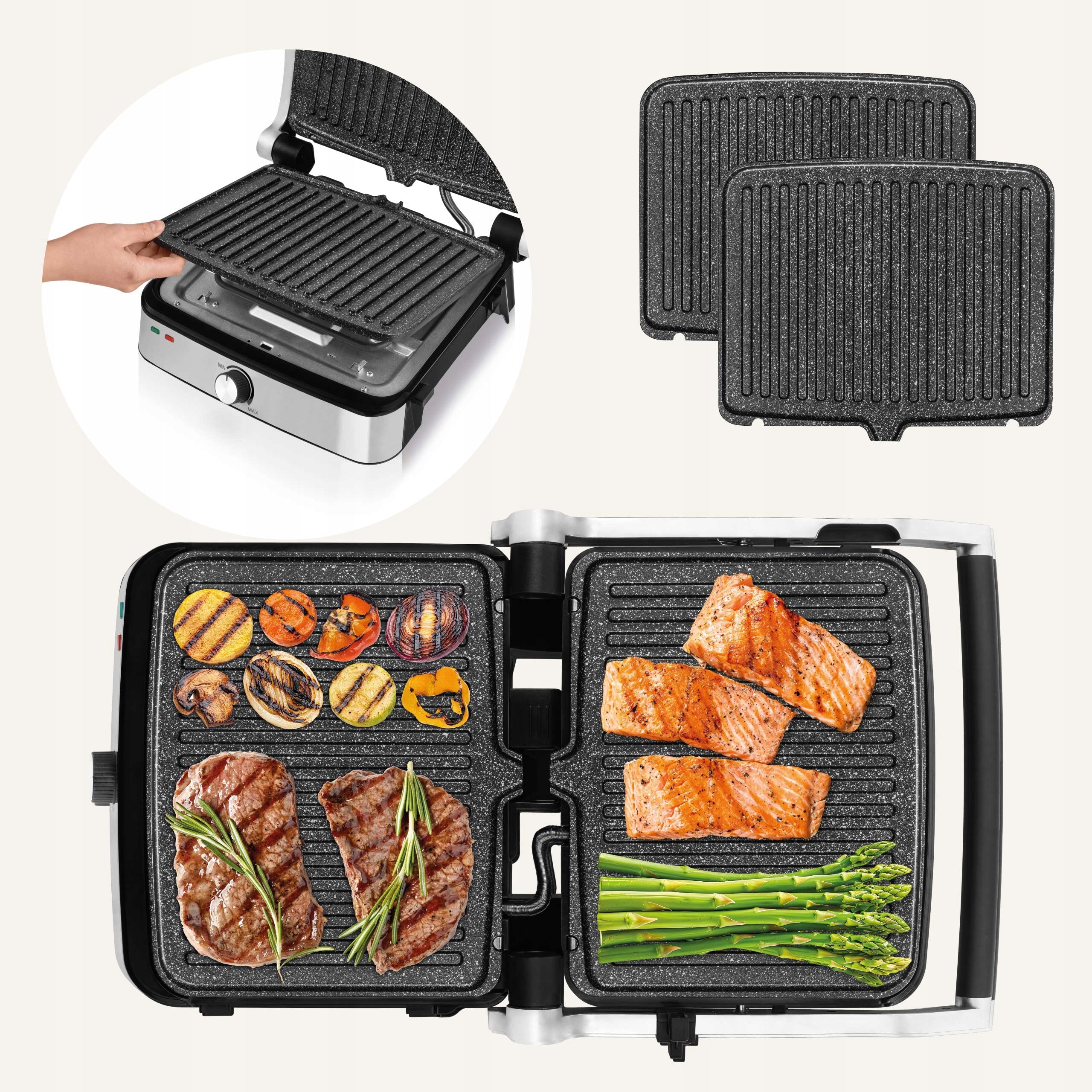 Electric grill Zeegma Chef Easy 2000W temperature control ceramic plates Model GRILL CHEF EASY