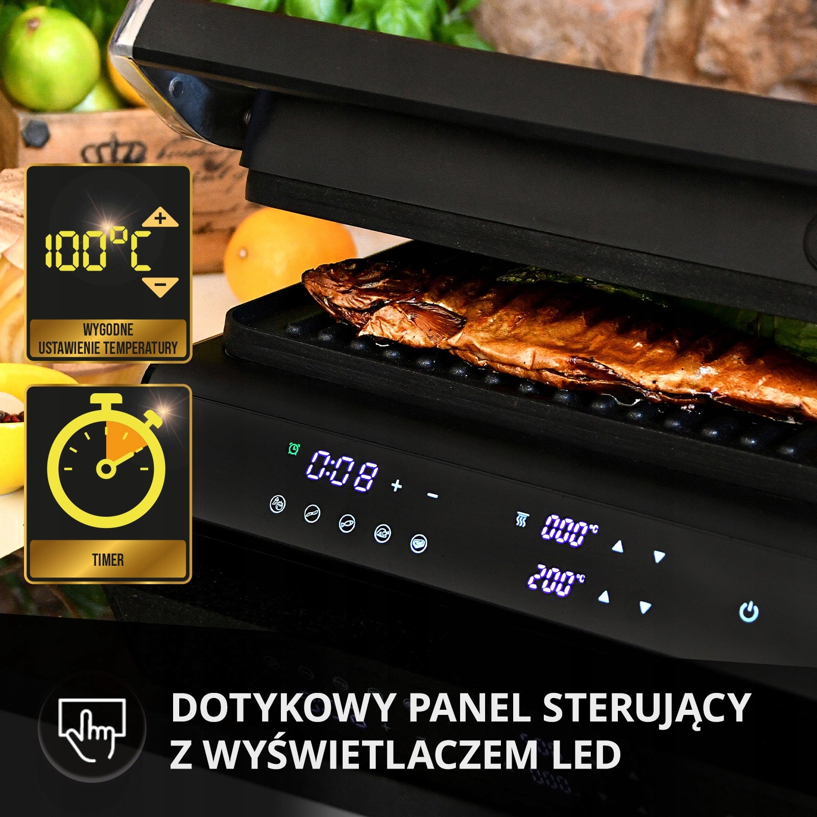 Electric grill contact panini folding MPM PSC-140/B black 2200 W Model PSC-140/B