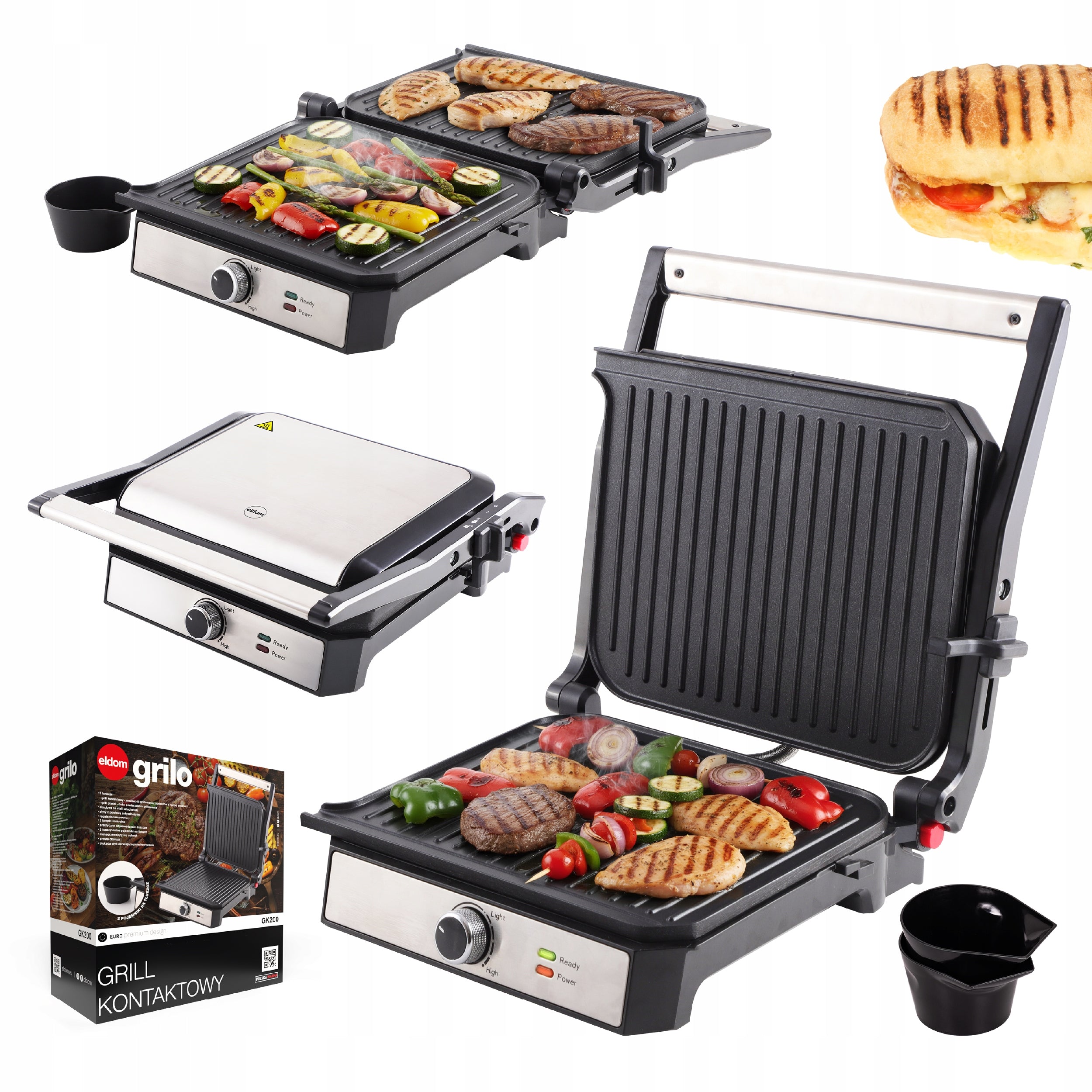 Electric grill sandwich toaster 2000W GK200 Eldom