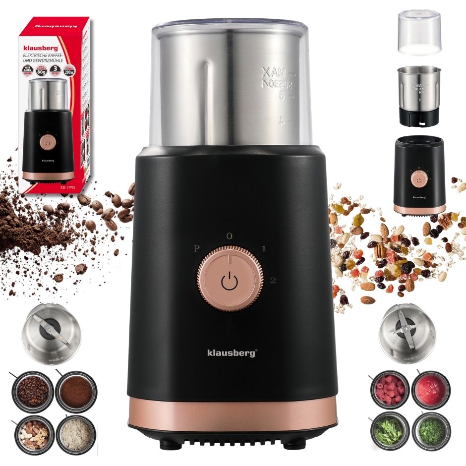 Electric grinder 2in1 KLAUSBERG KB7992 for coffee spices Fruit Vegetables 200W