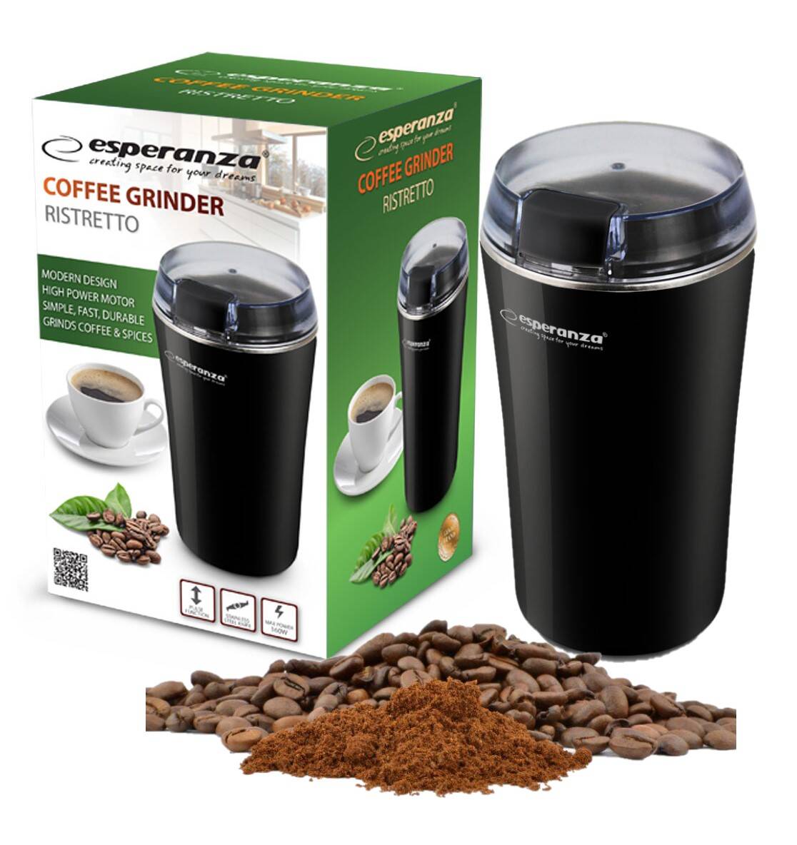 Electric grinder Esperanza EKC008K RISTRETTO 160 W black