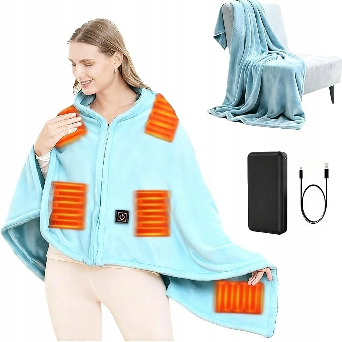 Electric heating blanket 150x80cm SNZ USB with battery 10000 mAh BLUE