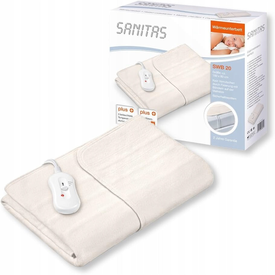Electric heating blanket Sanitas SWB20 white remote control 60 W 150 x 80 cm Medical device no