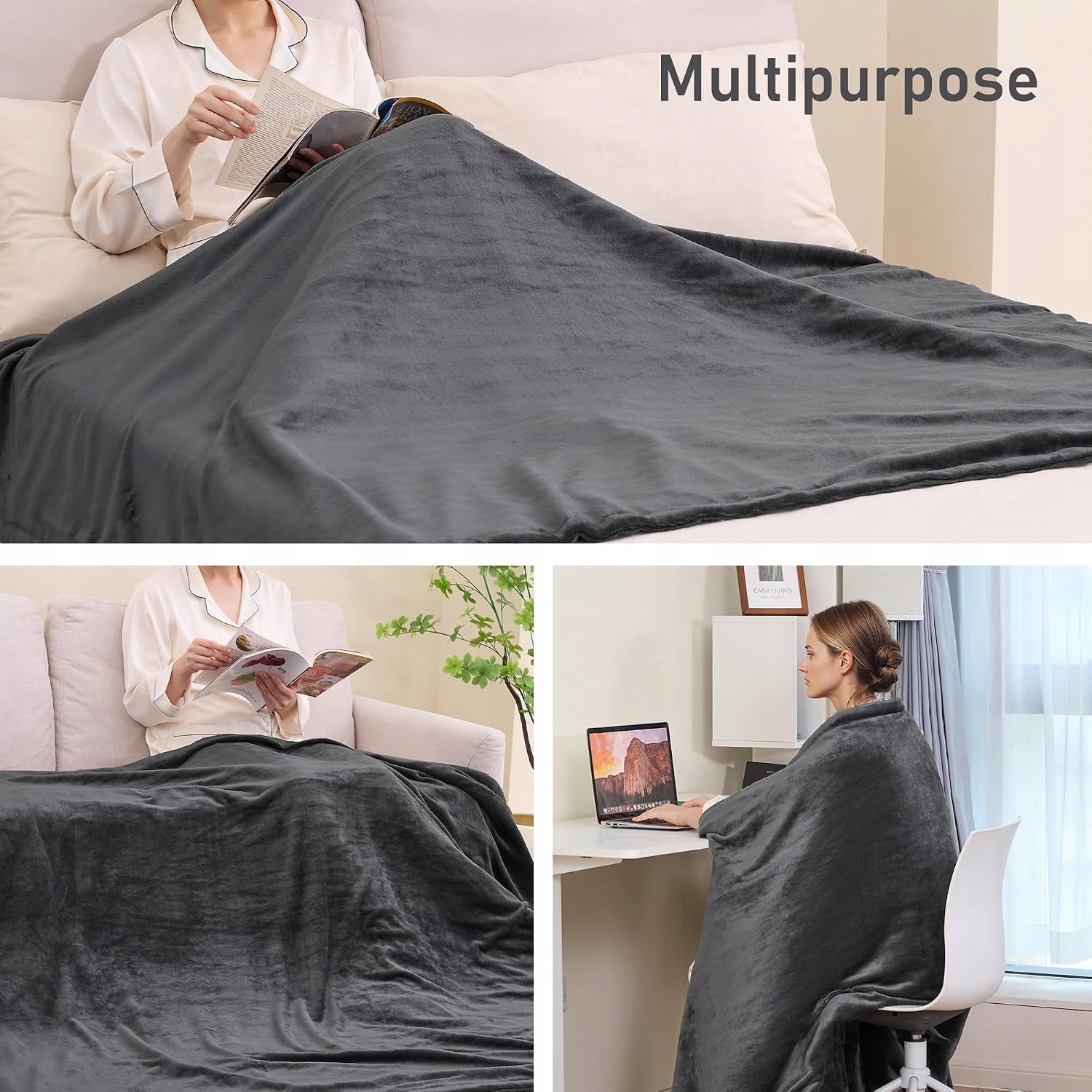 Electric heating blanket4 heat and automatic shut-off Dark grey 150x200 cm Brand no brand