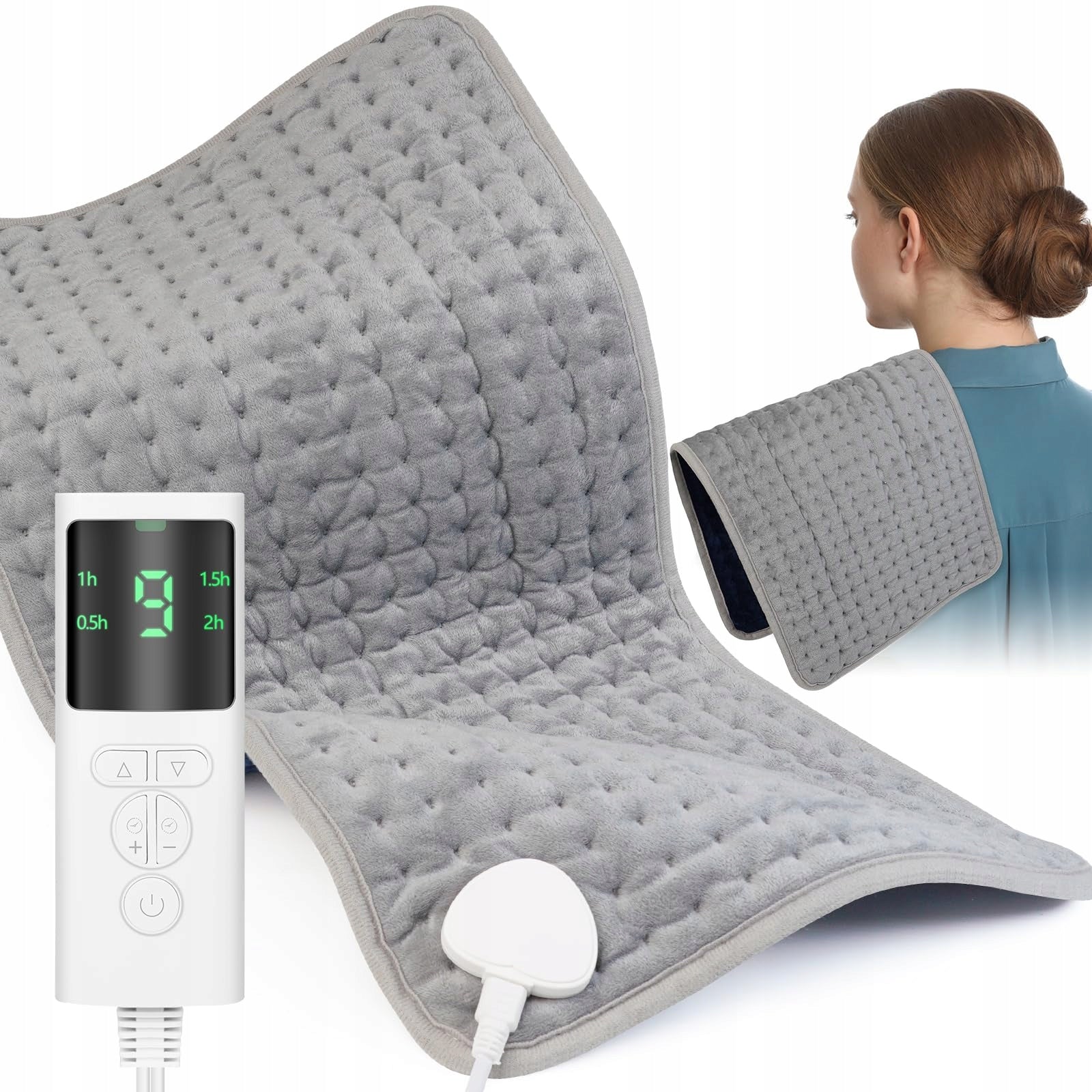 Electric heating pad 60×30cm grey silver multifunctional heating