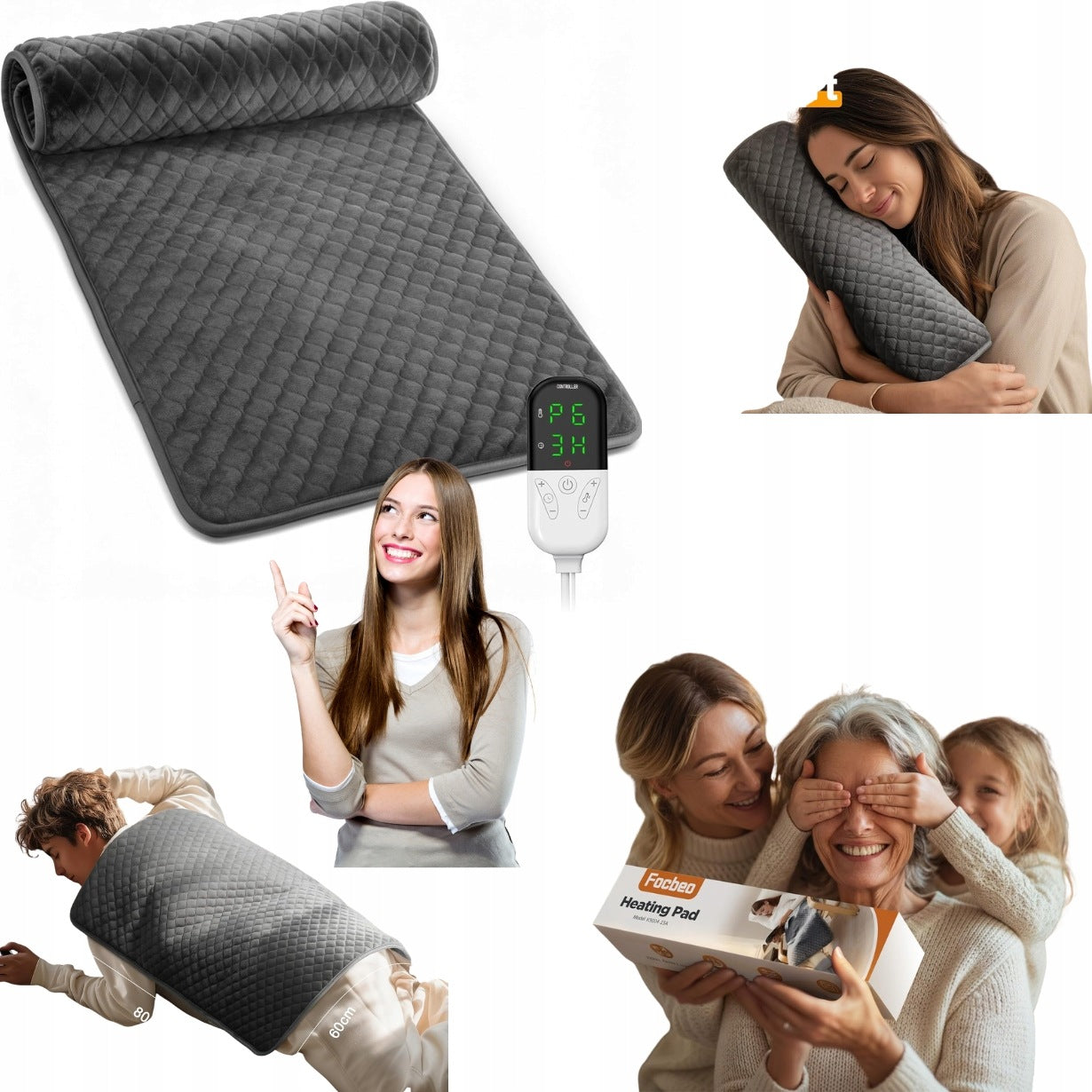 Electric heating pad 80x60 cm 6 temperature levels timer