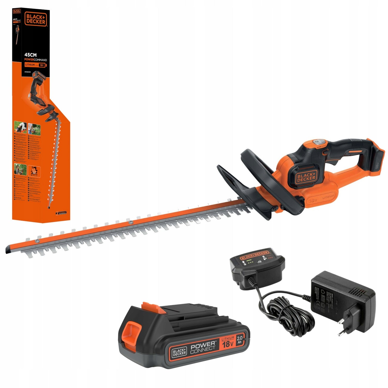 Electric hedge trimmer 18V 45cm 2Ah order Black Decker GTC18452PC Brand Black+Decker