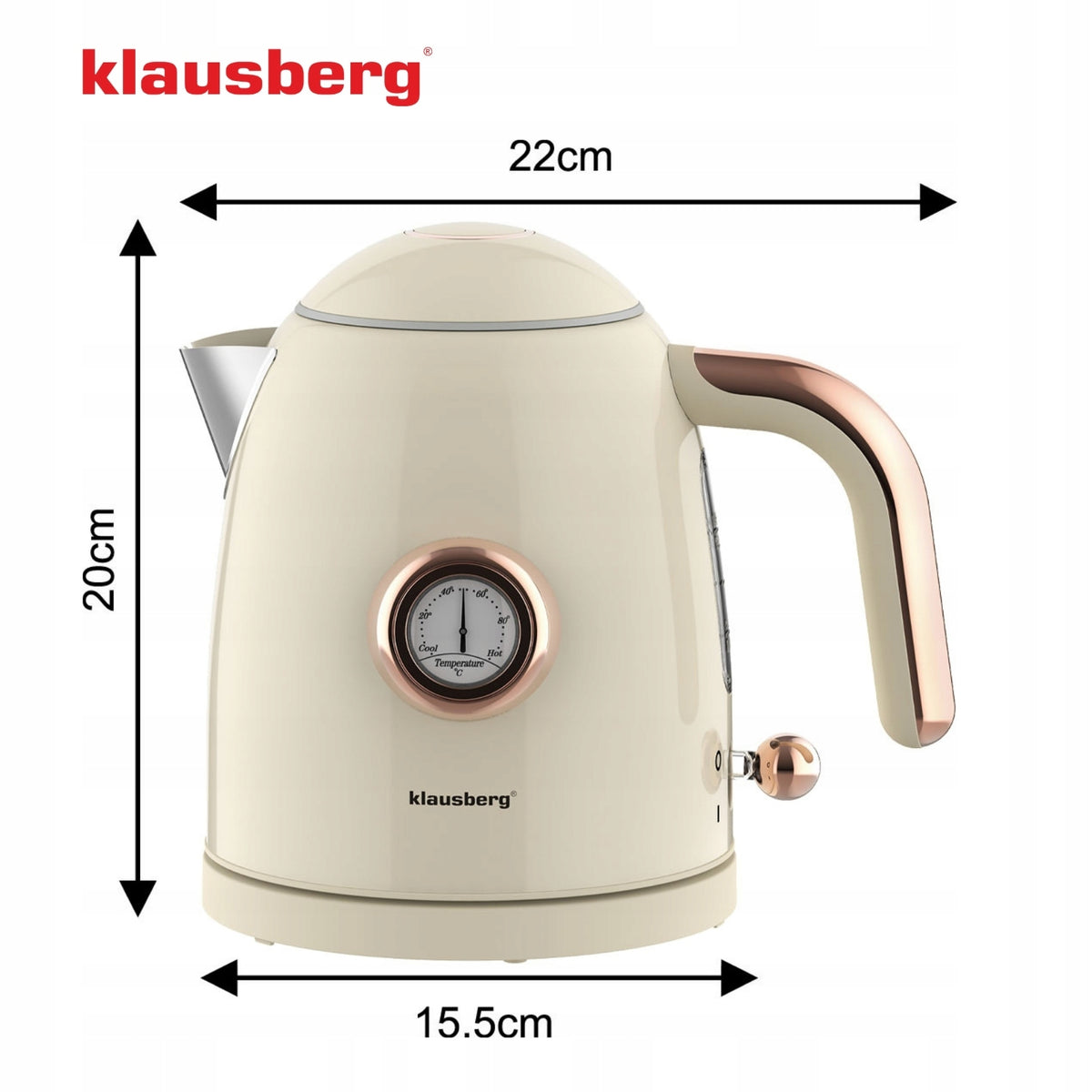 Electric kettle 1.0L Retro thermometer Wireless Klausberg KB-9018 Packaging status original