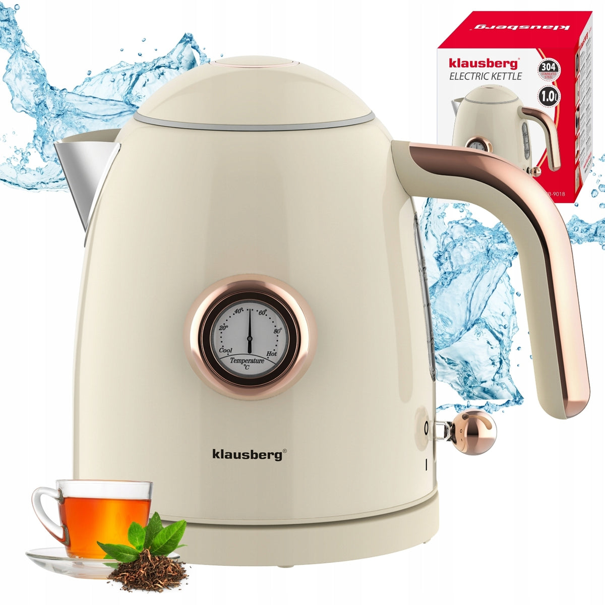 Electric kettle 1.0L Retro thermometer Wireless Klausberg KB-9018