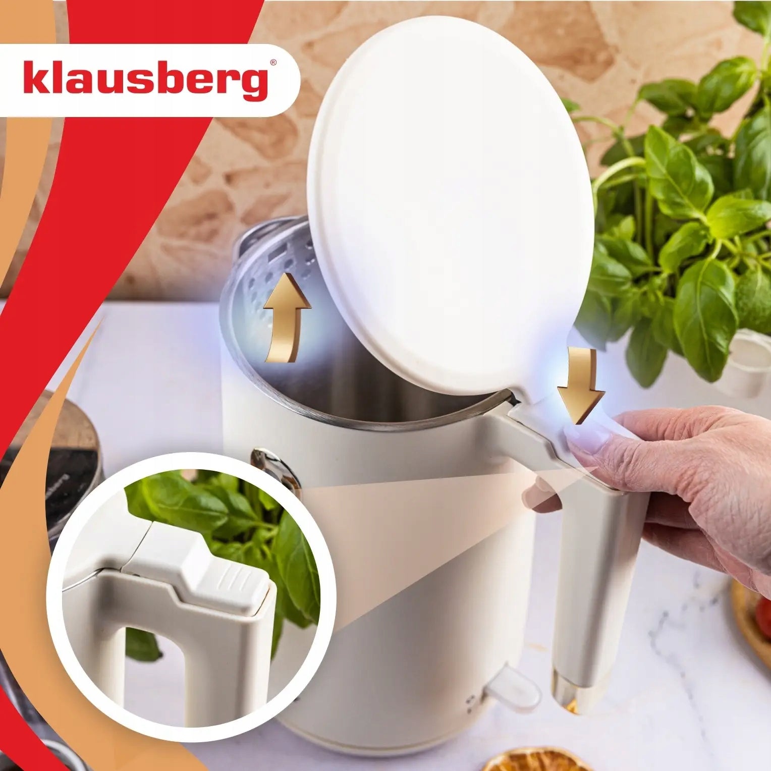 Electric kettle, 1,7 L, cream steel 304, Klausberg KB-9004 Brand Klausberg