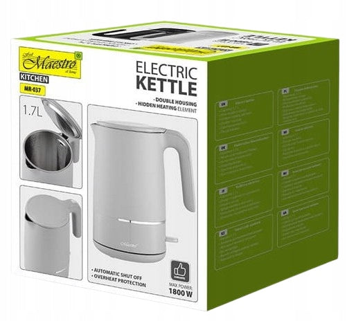 Electric kettle 1,7l 1800W MR037 INOX stainless steel grey Manufacturer code MR-037-GREY
