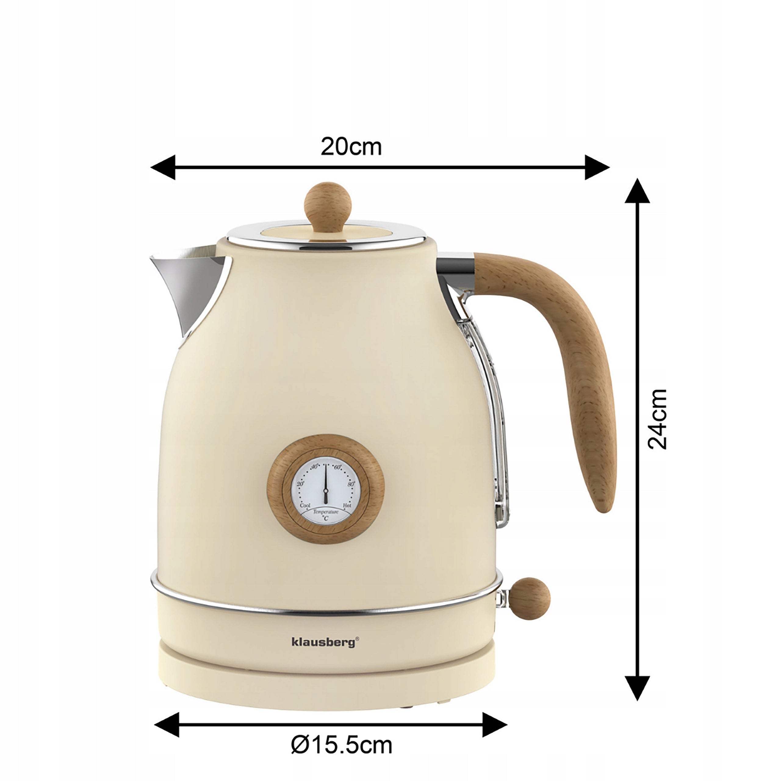 Electric kettle 1,7l with thermometer 2200 W beige retro Packaging status original
