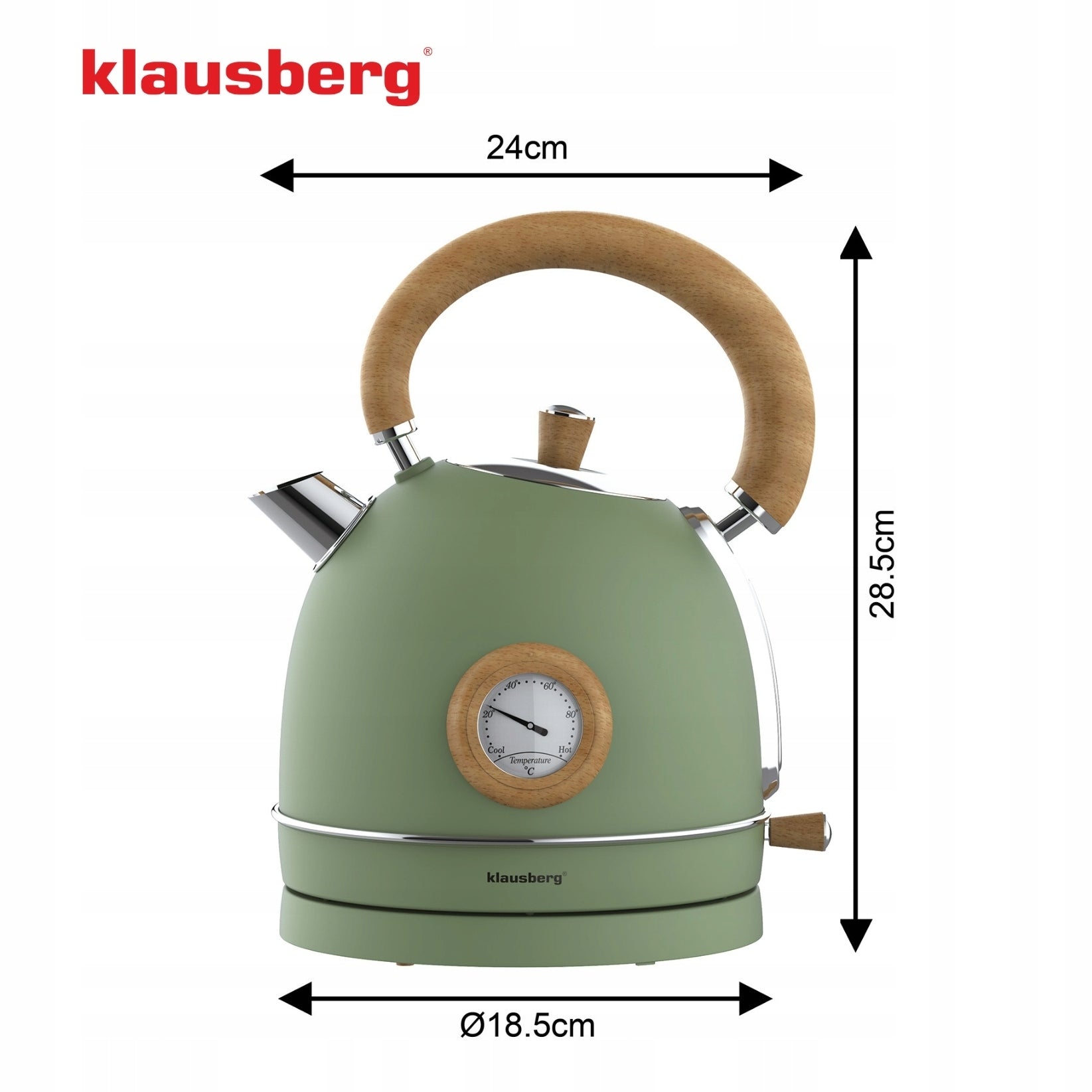 Electric kettle 1.8L steel 304 RETRO Klausberg KB-9008 Green Manufacturer code KB-9008