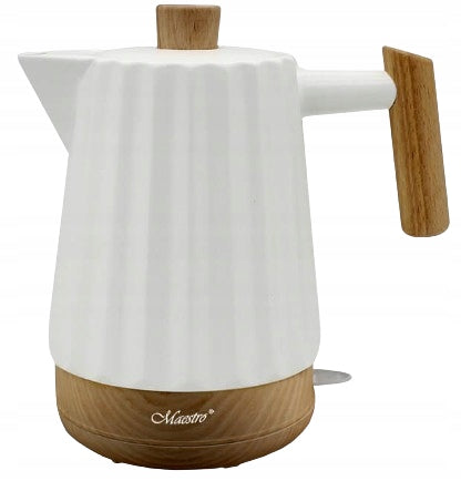 Electric kettle 2,0L MAESTRO MR075 elegant white ceramics with wood Brand Maestro