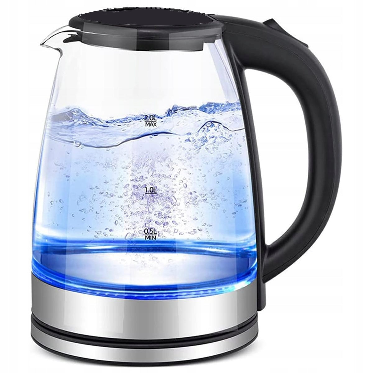 Electric kettle 2200W 1,8 l glass with LED backlight Hoffen