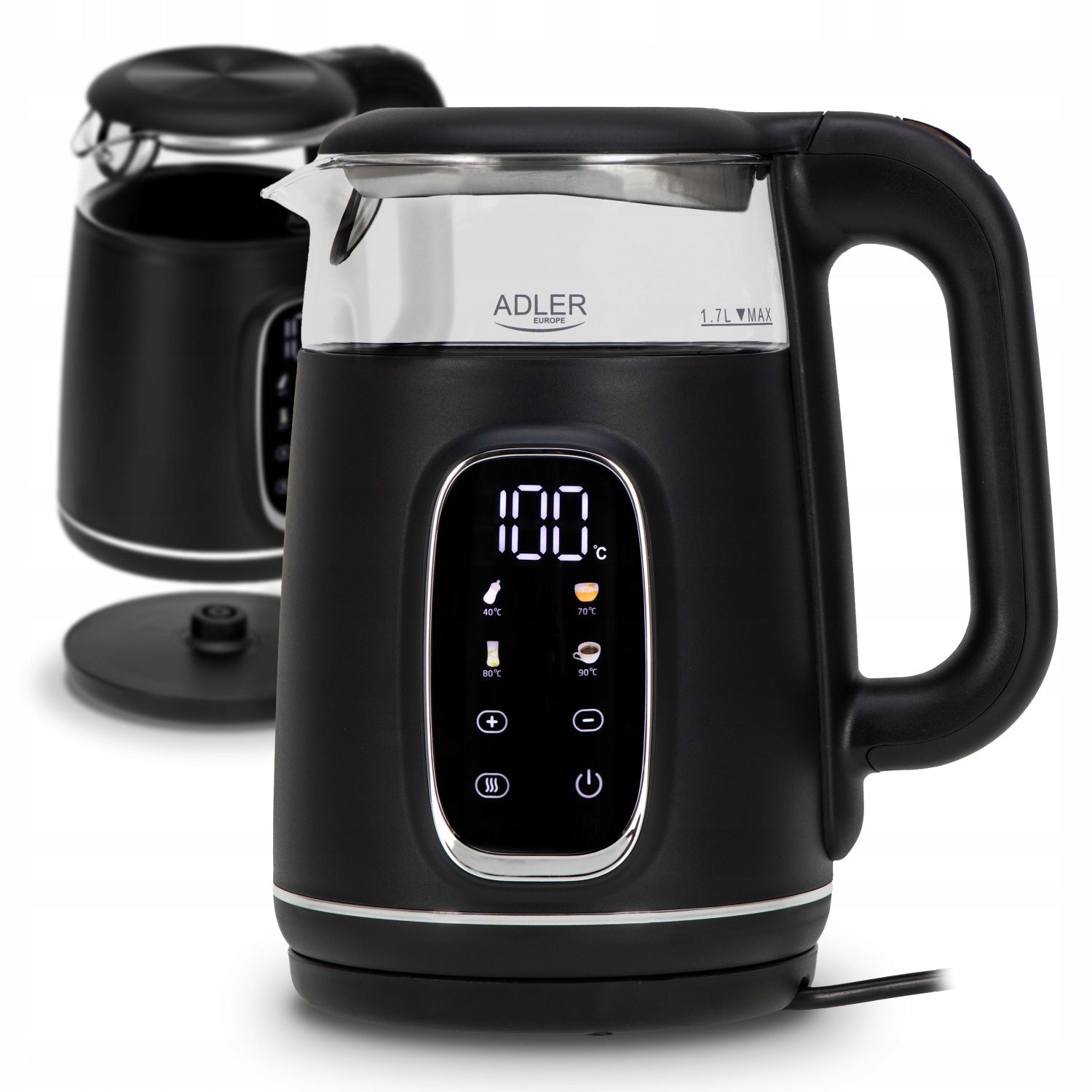 Electric kettle Adler with temperature control AD1305 2200W 1,7l black