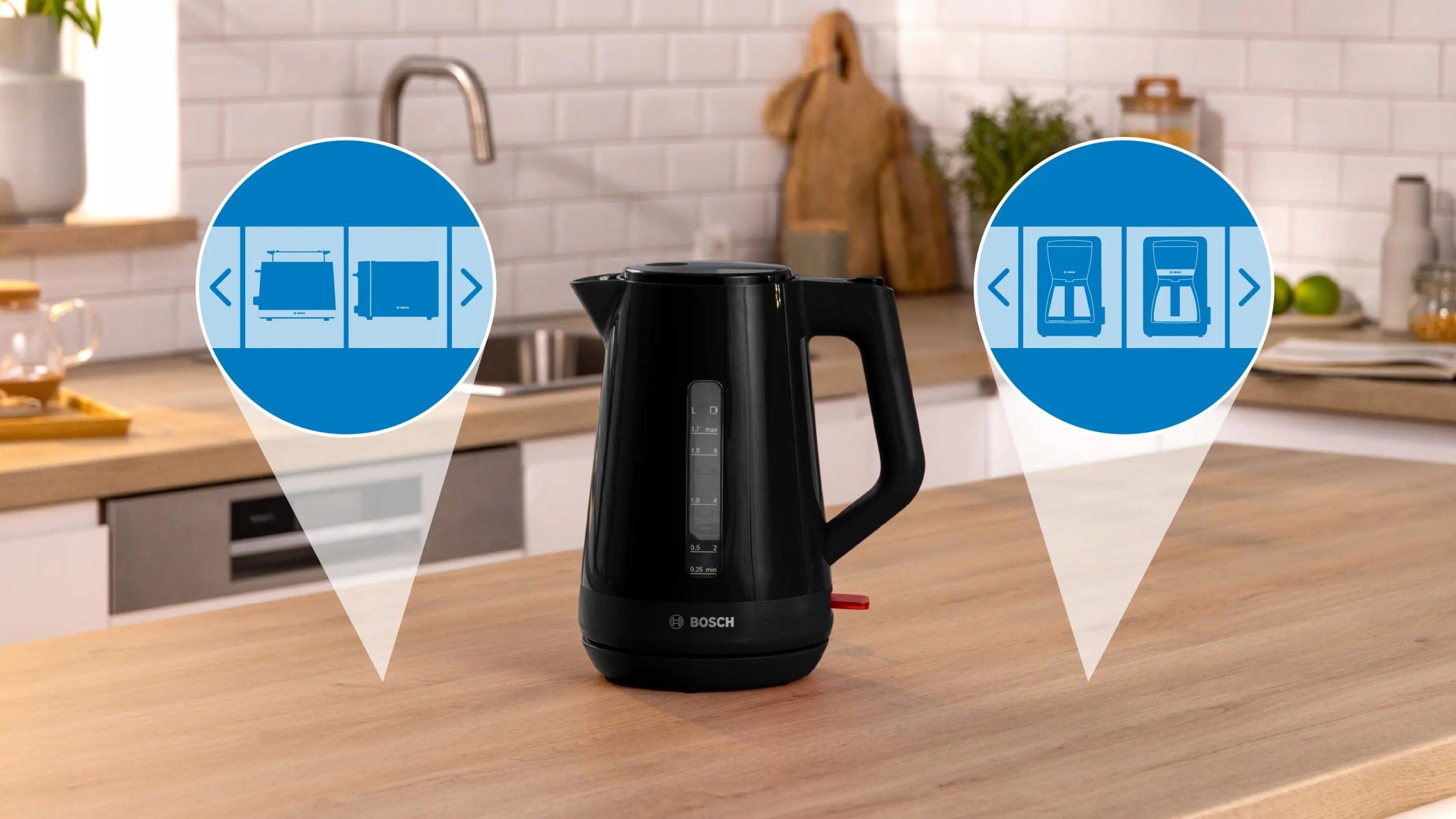 Electric kettle Bosch TWK1M123 | Black | 2400 W | Wireless Brand Bosch