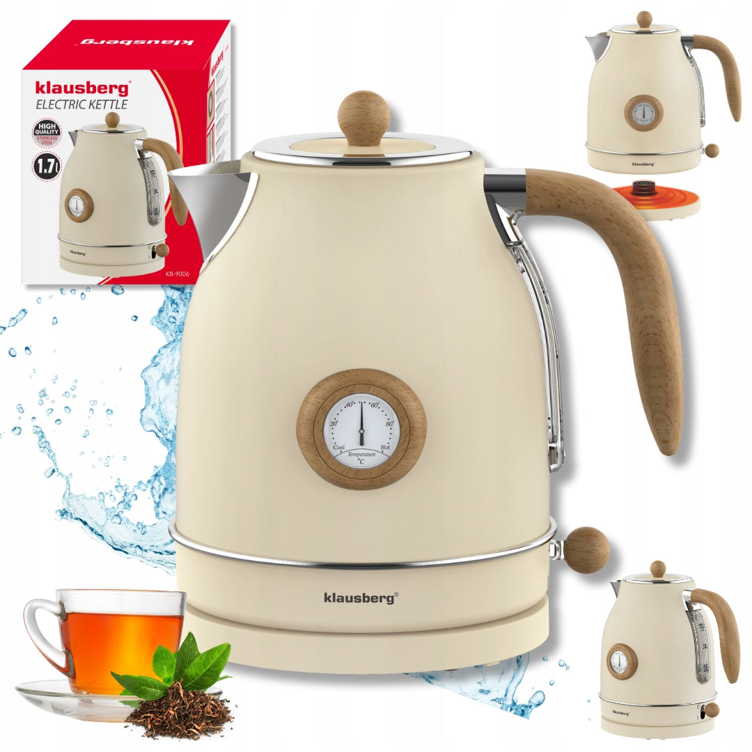 Electric kettle KLAUSBERG KB-9006 1,7L retro with thermometer INOX 304
