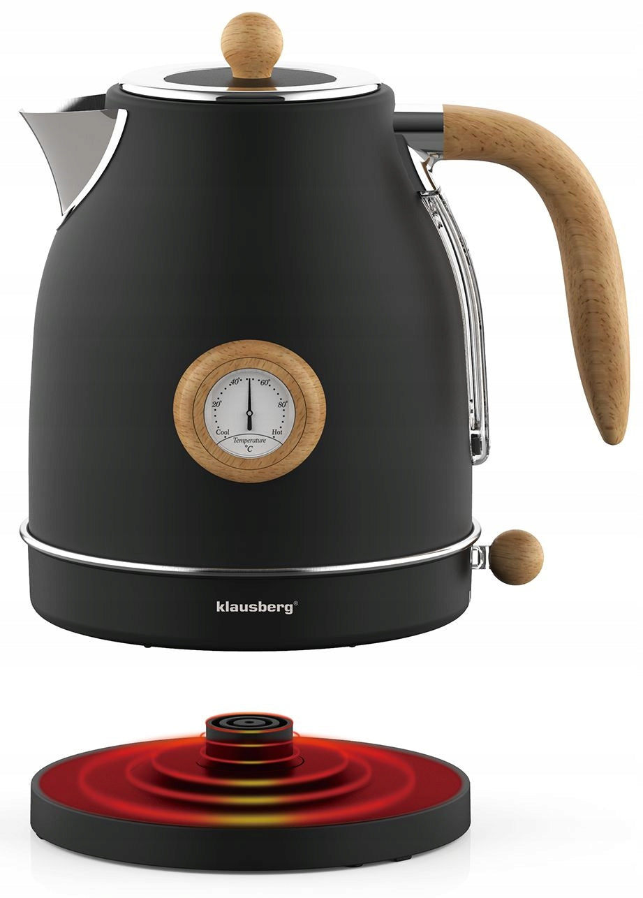 Electric kettle Klausberg KB-7907 1.7L with thermometer Black Retro 2200W Manufacturer code KB-7907