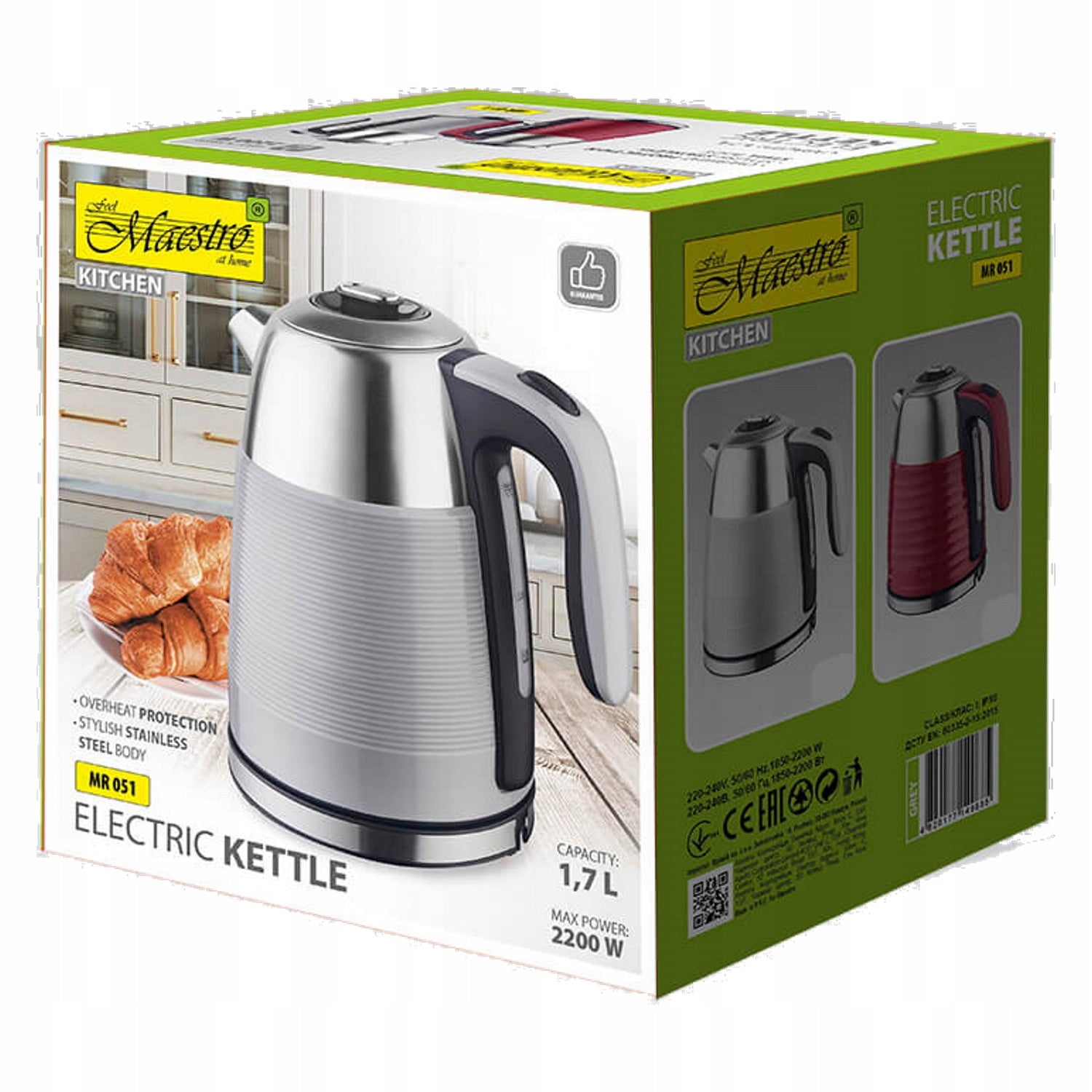 Electric kettle Maestro MR-051 2200 W 1,7 l Manufacturer code MR-051-GREY