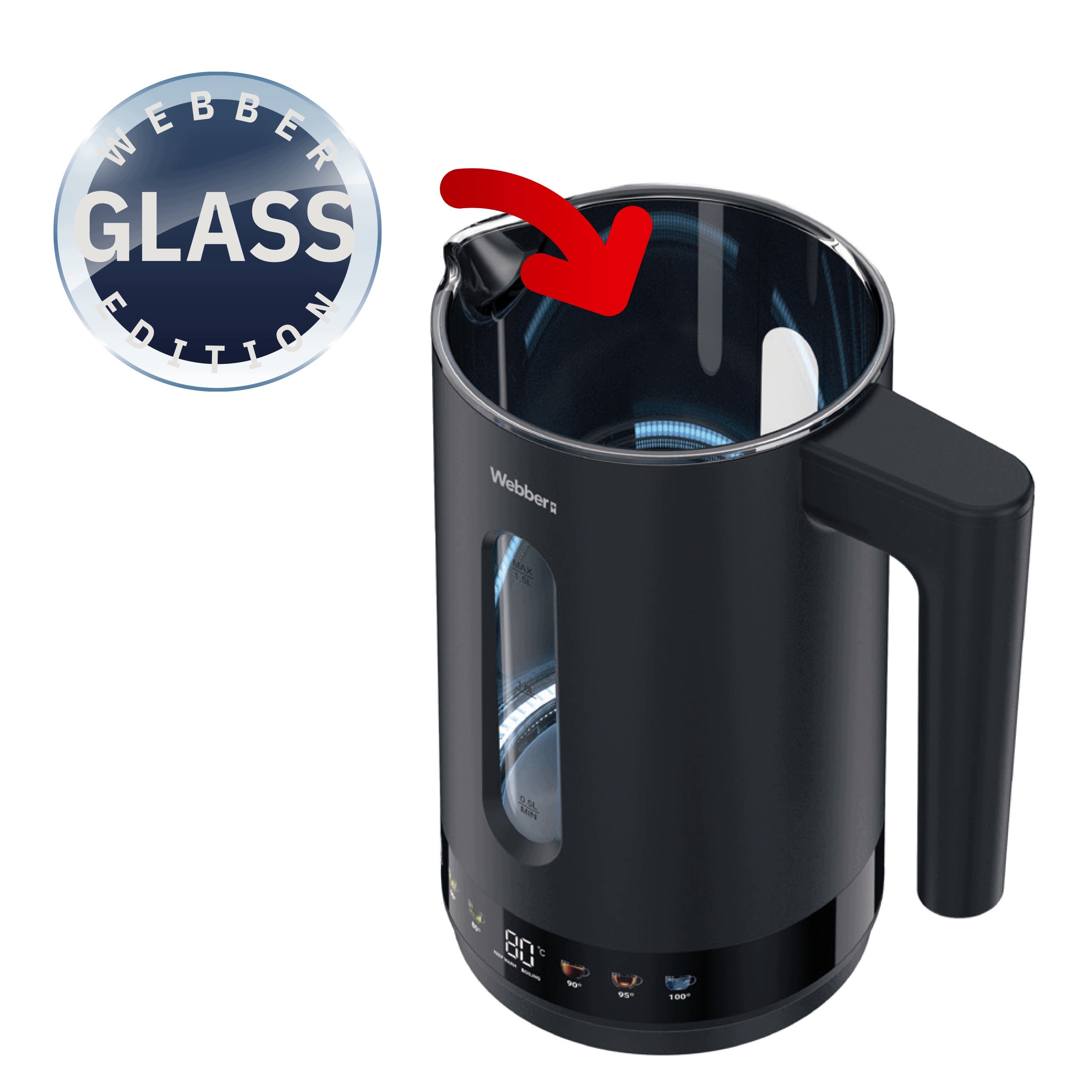 Electric kettle Webber WK125 1,5L 1800W LED 6 temperatures True Lumos Manufacturer code 05WK125
