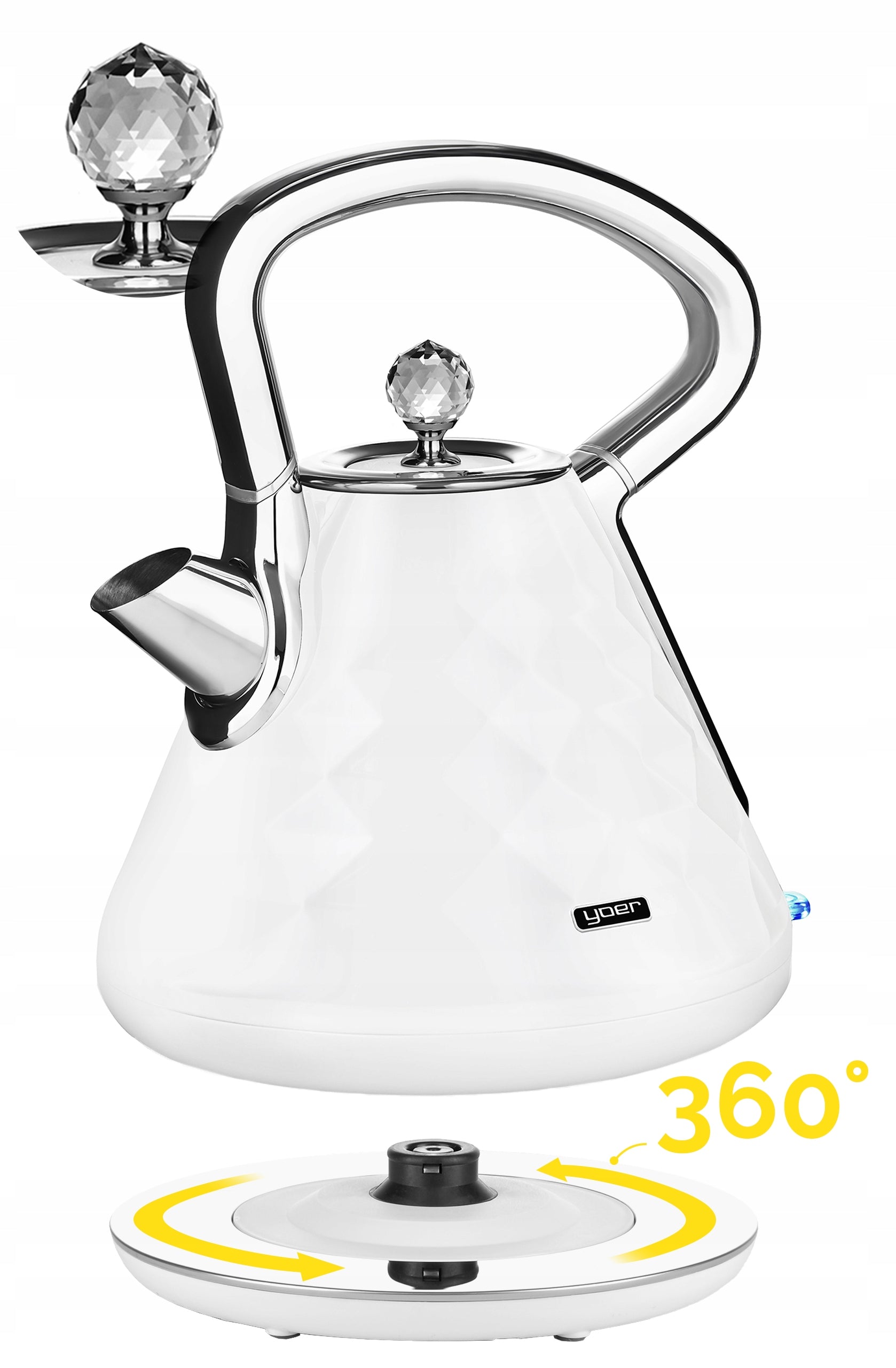 Electric kettle Wireless Yoer 1,7L 3000W white/chrome +DIAMENT Manufacturer code EK01W