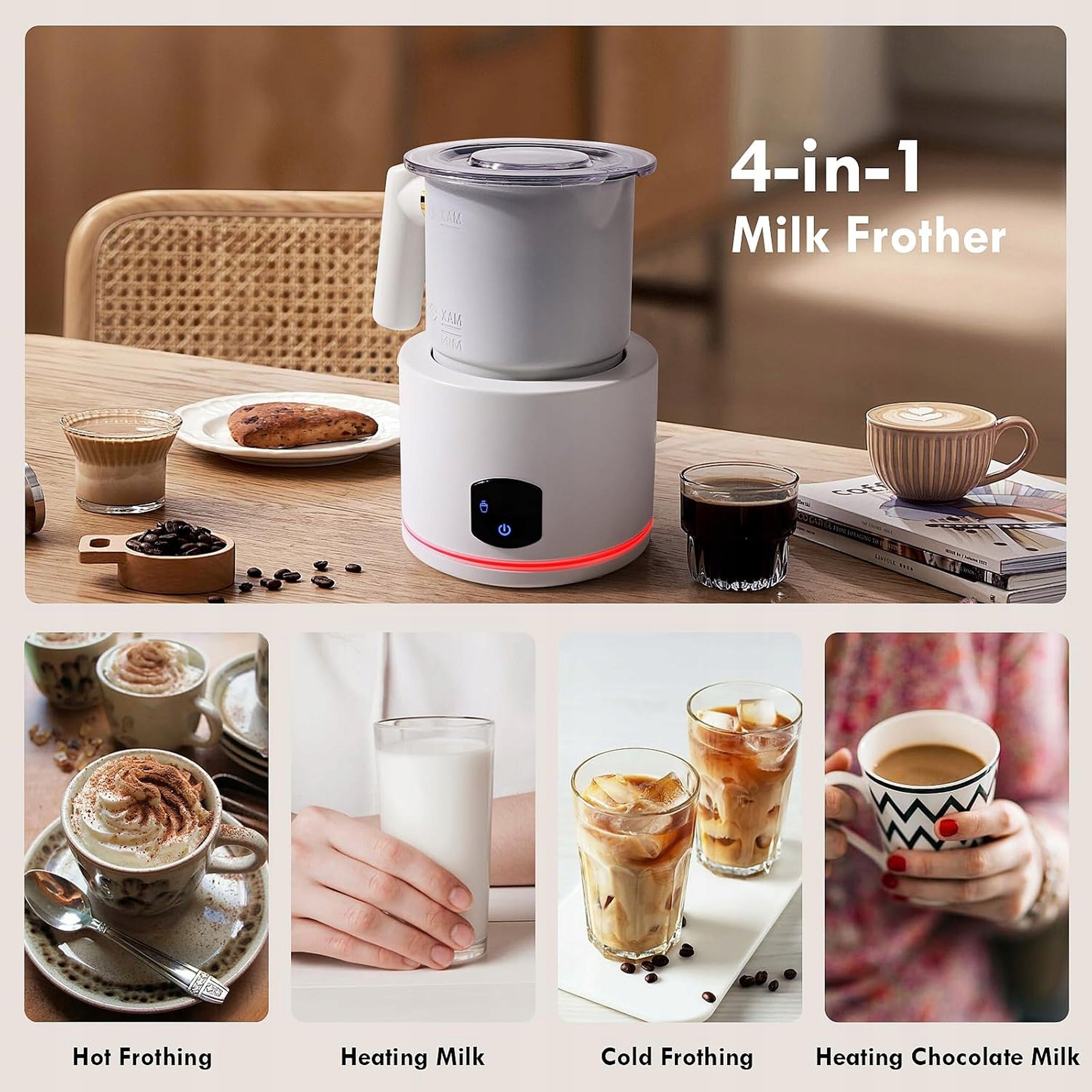 Electric milk frother 4in1 430ml 400W hot and cold for latte Brand no brand