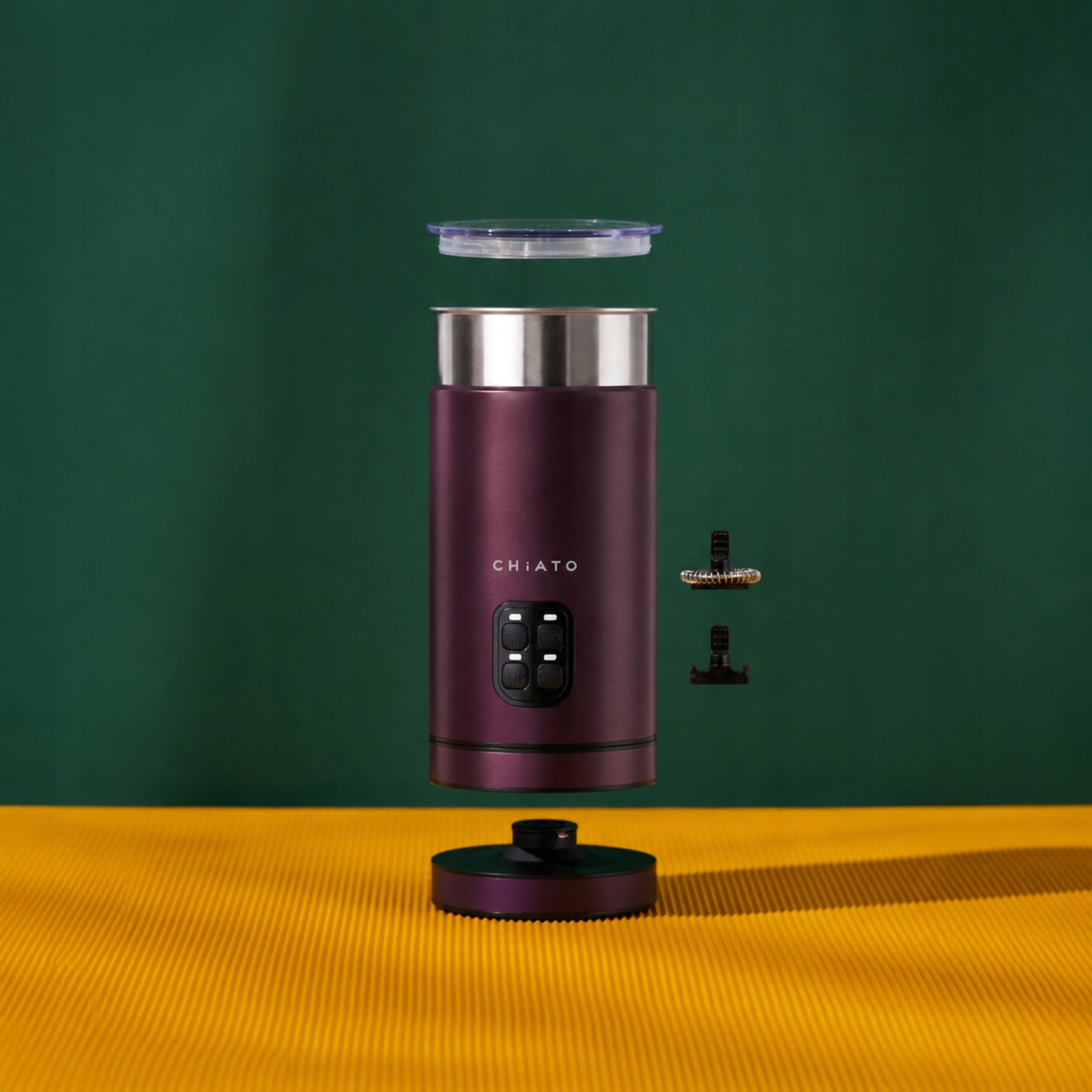 Electric milk frother CHiATO milkPLAY - burgundy Packaging status original