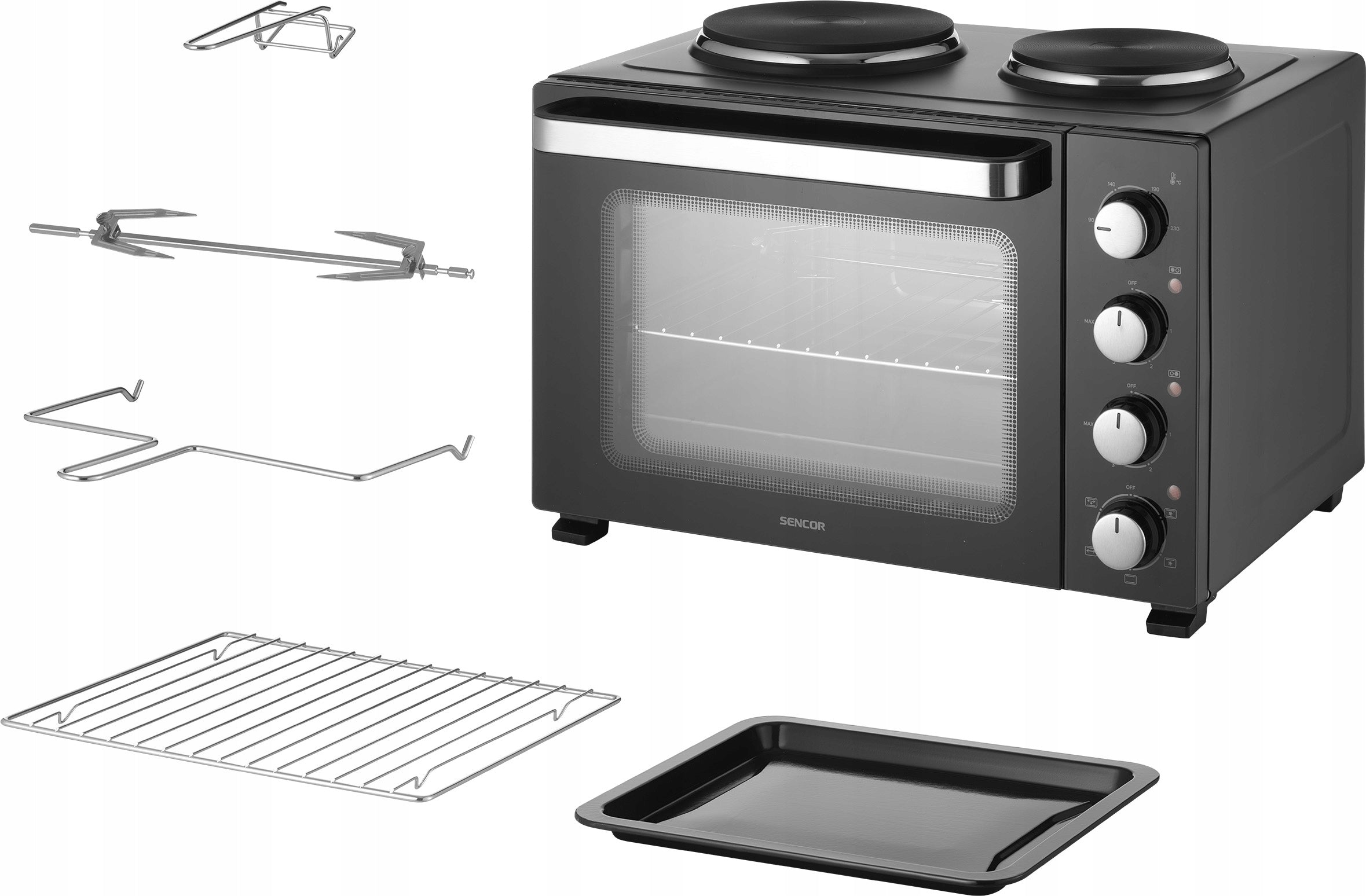 Electric oven 35L +2 COOKTOPS 3200W SENCOR SEO3500BK