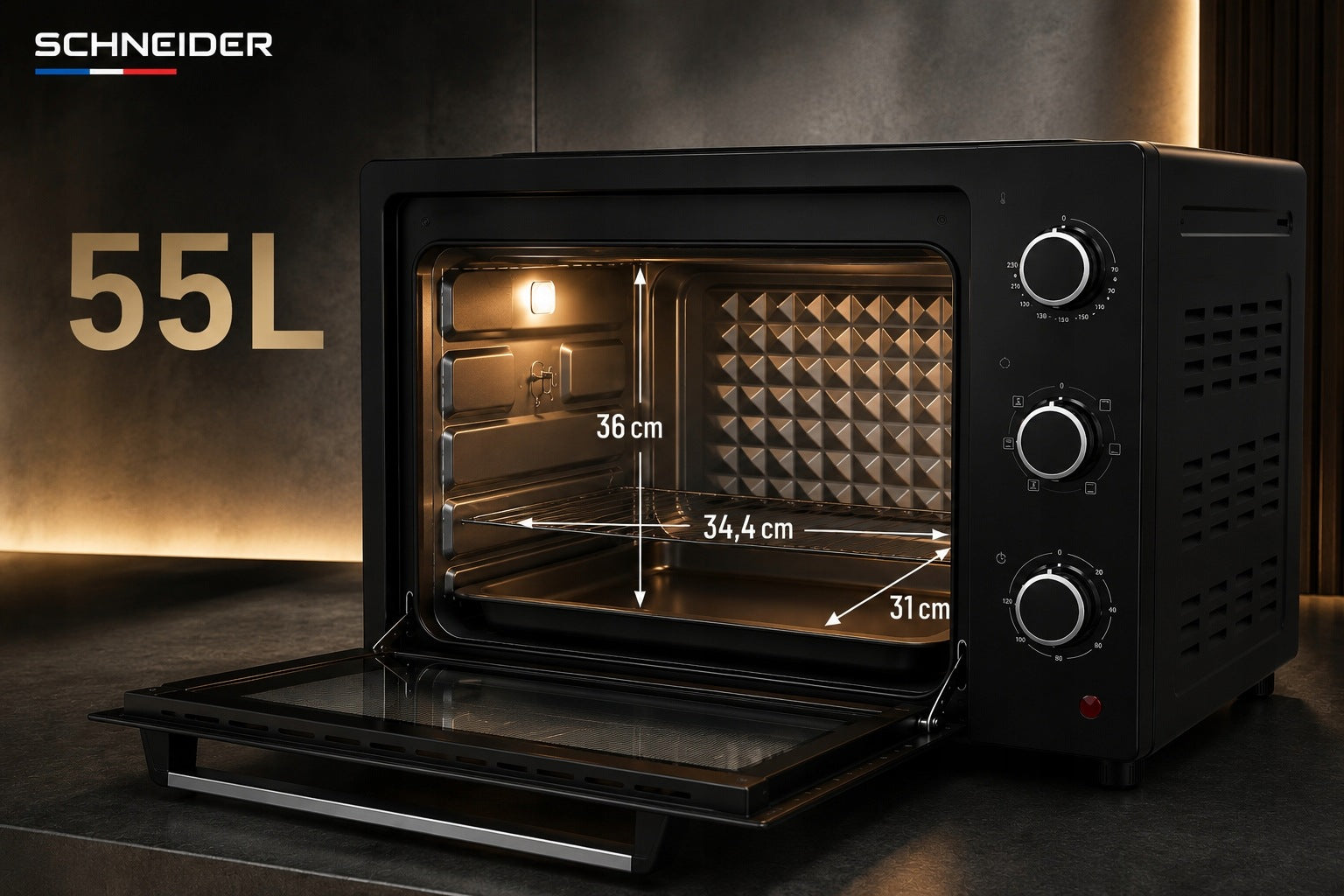 Electric oven SCHNEIDER 55L rotisserie for chicken mushroom dryer Packaging status original