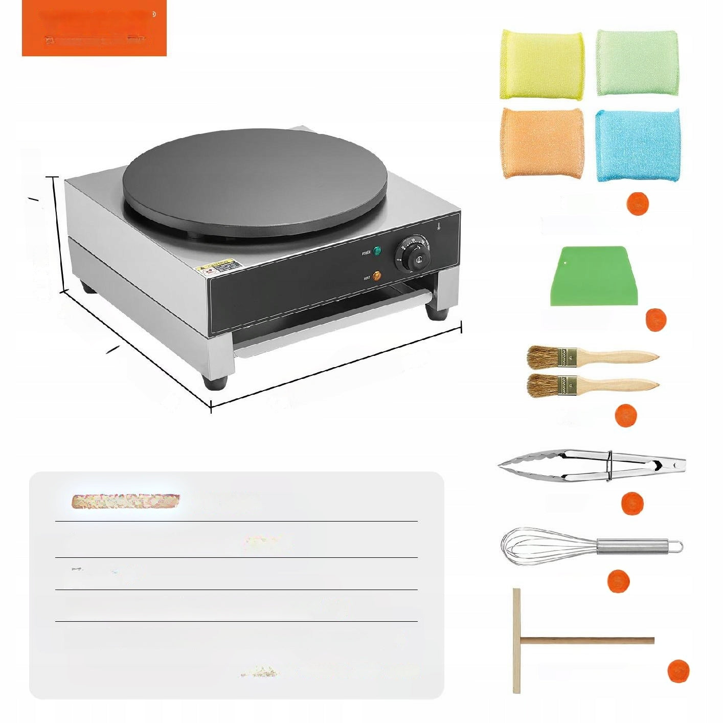Electric pancake maker 40cm 3000W steel for gastronomy Brand no brand