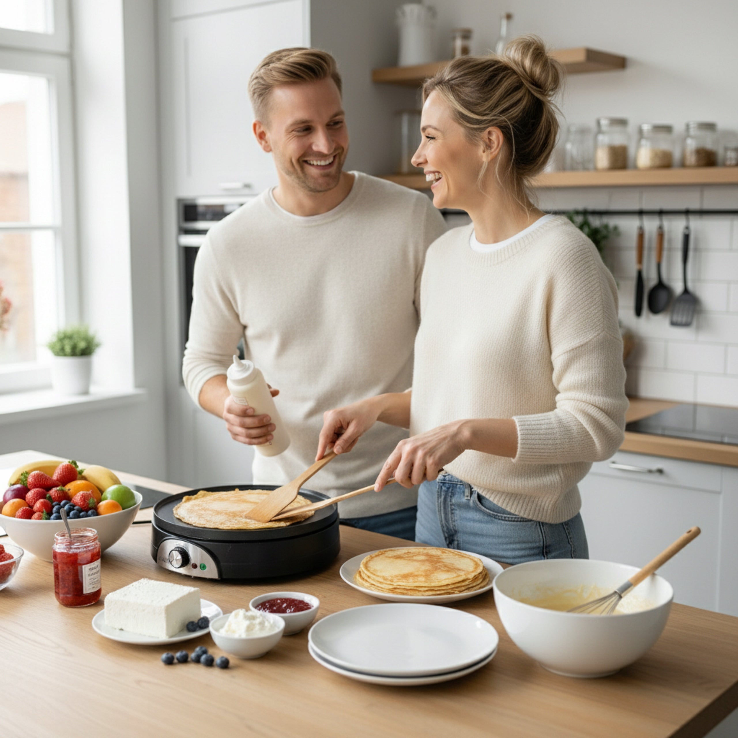 Electric pancake maker for pancakes 1500W. Gift Packaging status original