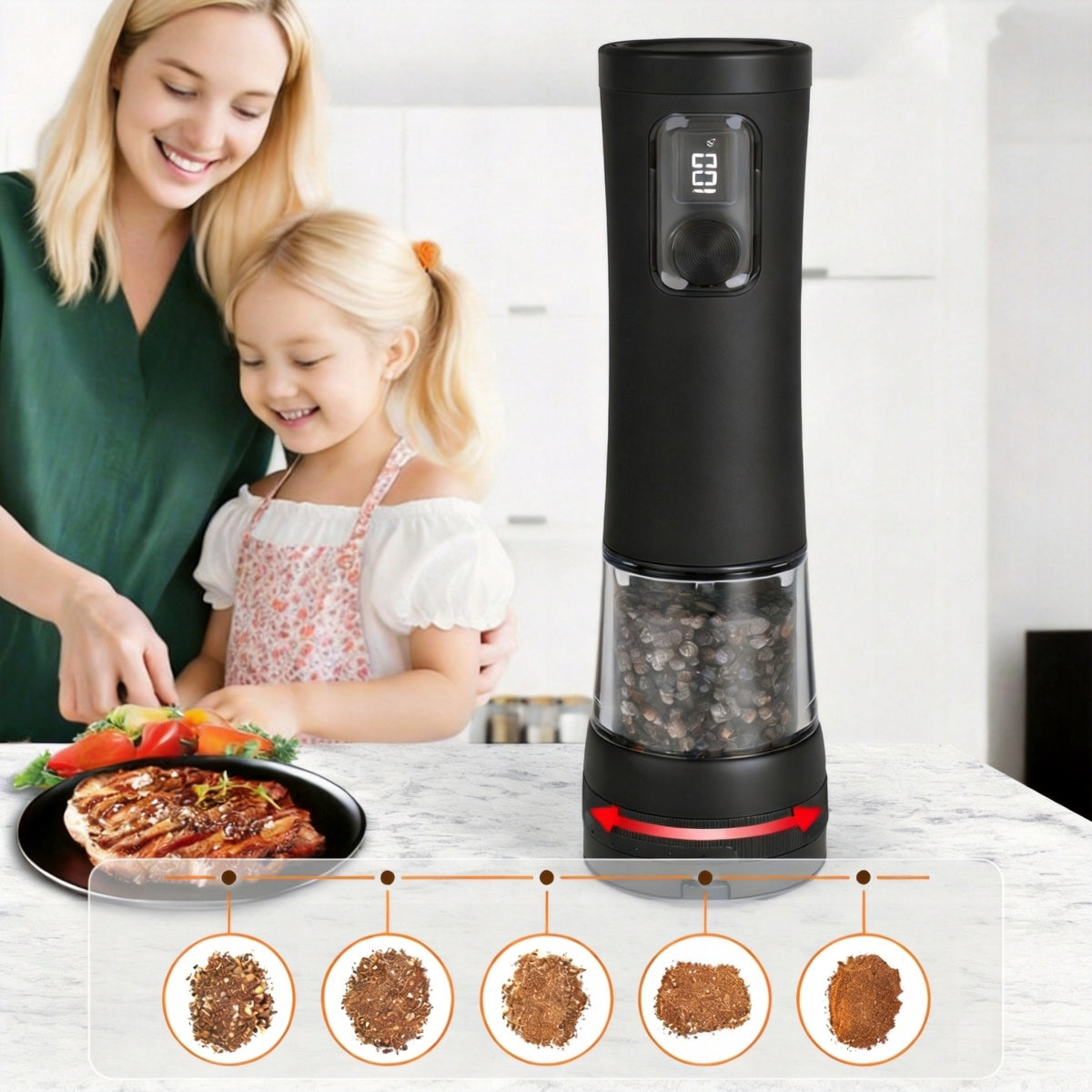 Electric pepper and salt grinder 800mah usb-c charging base Brand no brand