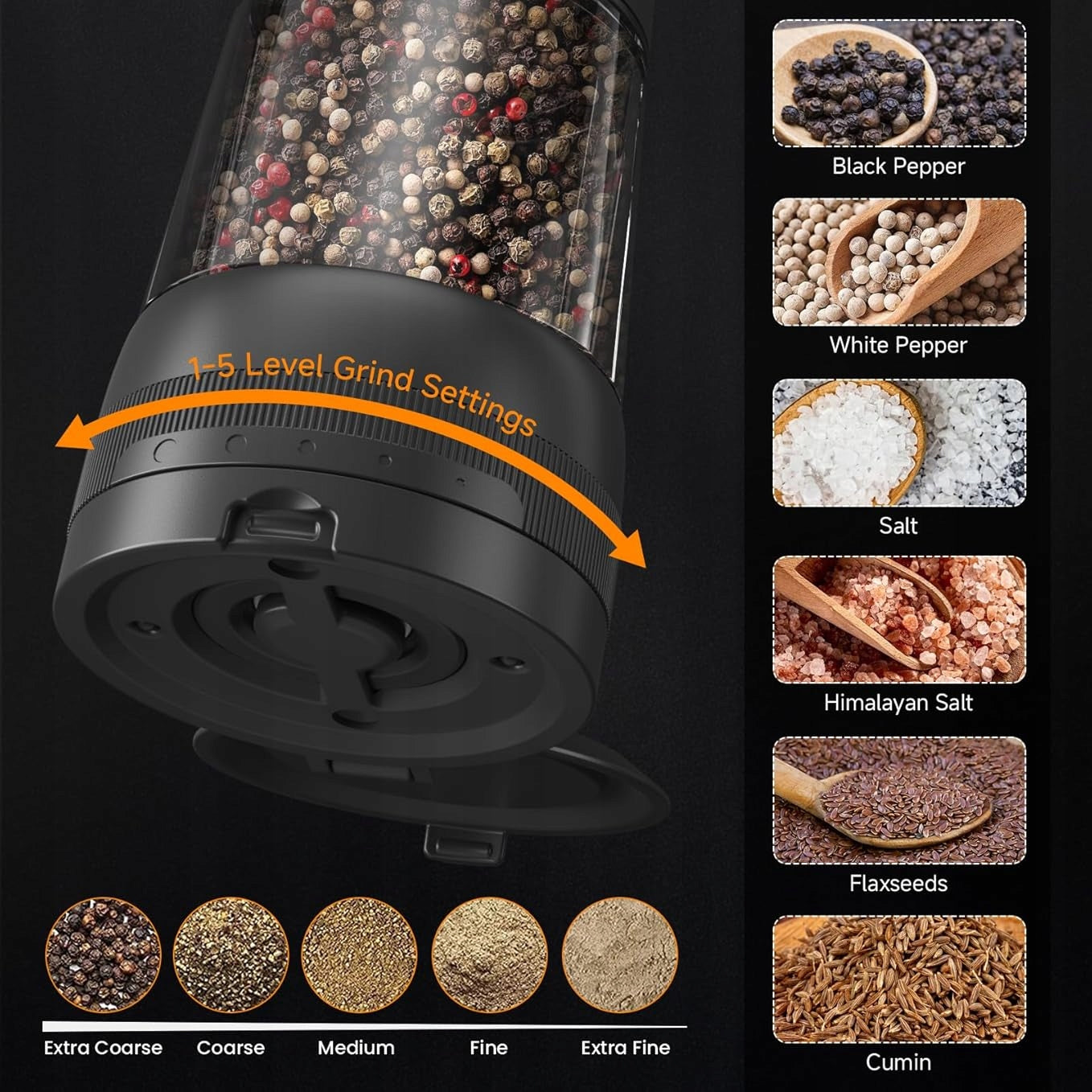 Electric pepper and salt grinder rechargeable usb 2 pcs. Manufacturer code MŁYNEK ELEKTRYCZNY