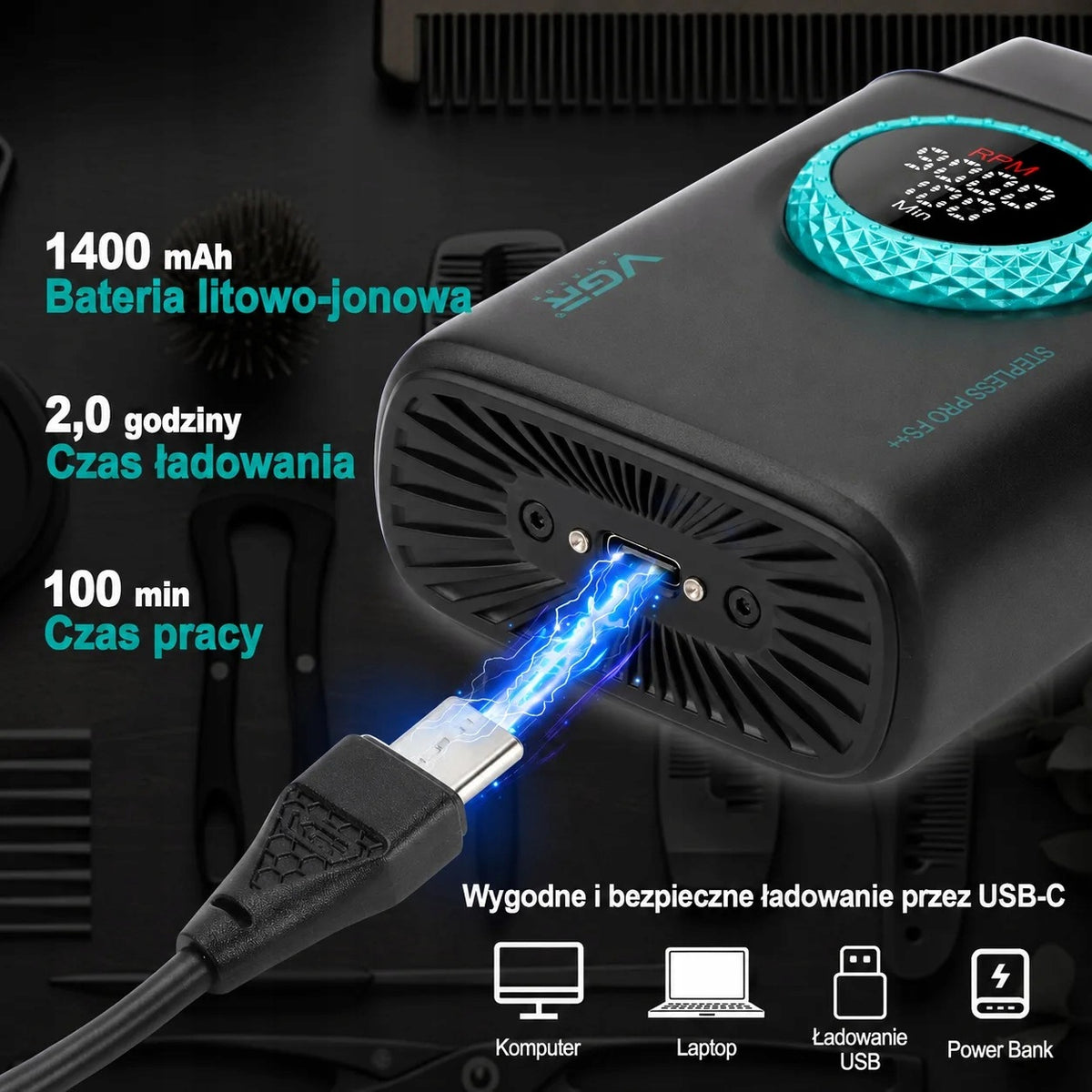 Electric shaver with triple head and LED display Manufacturer code V-378