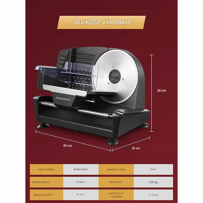 Electric slicer SL-5191M23D, adjustable thickness 0 - 15 mm, black Manufacturer code FOHERE