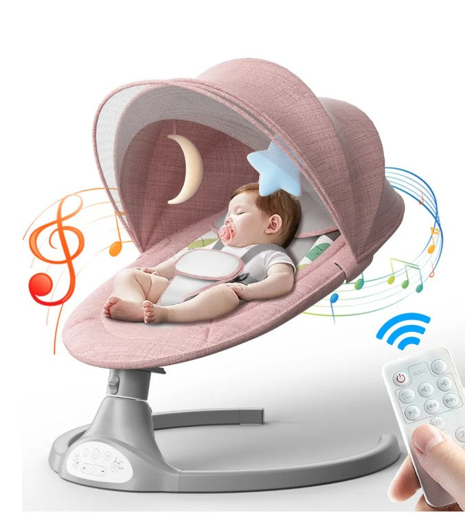 Electric swing with remote control and automatic rocking