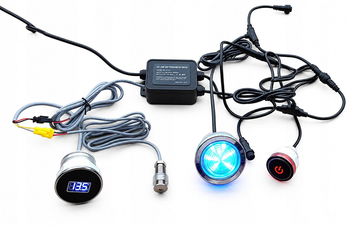 Electric thermometer + LED lighting for spa jacuzzi tub multicolor