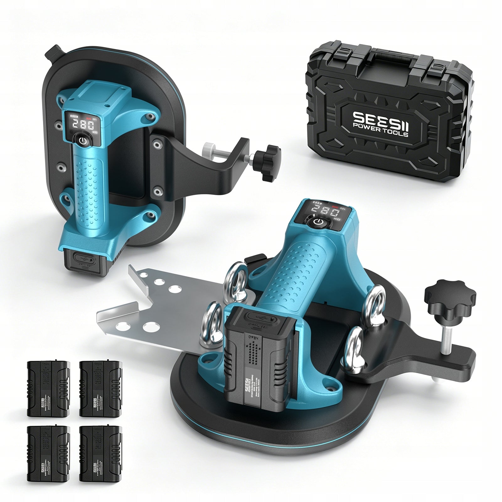 Electric tile suction cup with hole drilling assist function
