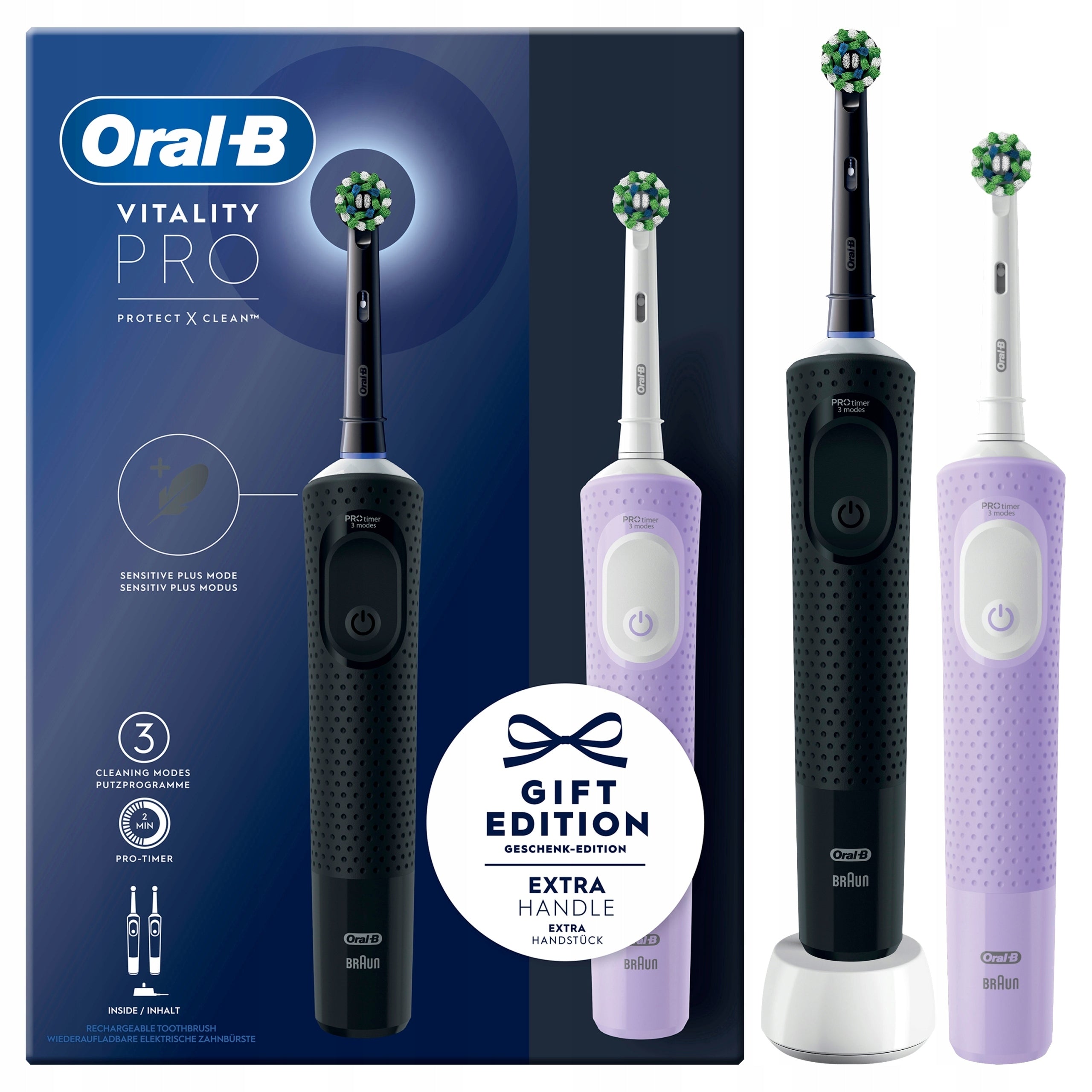 Electric toothbrush Oral-B Vitality Pro D103 Duo black and purple